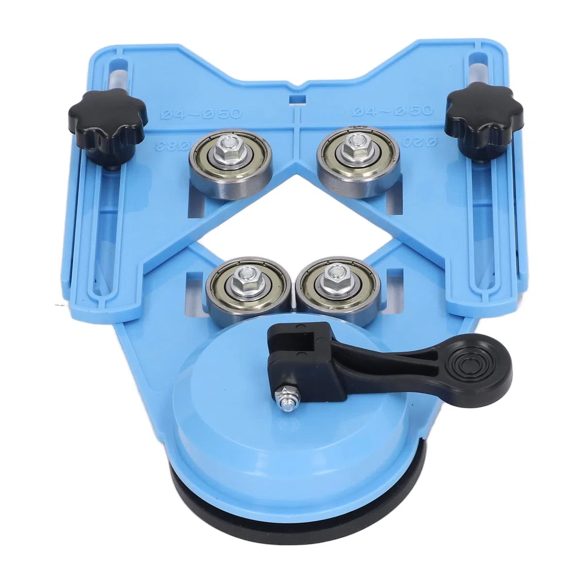 Gabarit de Guidage de Scie Cloche, Positionneur de Guide de Perçage de Trou de Carrelage électrique Fixe Bleu Boîtier en ABS avec Roulement en Acier Stable avec Ventouses pour la Décoration