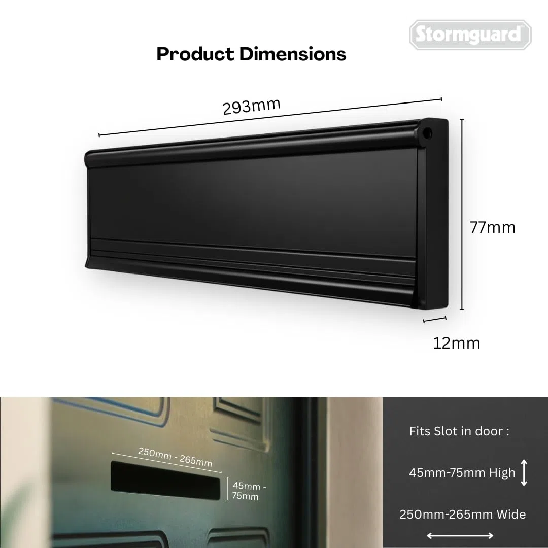 Stormguard 06SR0310000W Étui à balais interne en métal pour boîte aux lettres avec couvercle, noir, 293 x 77 mm