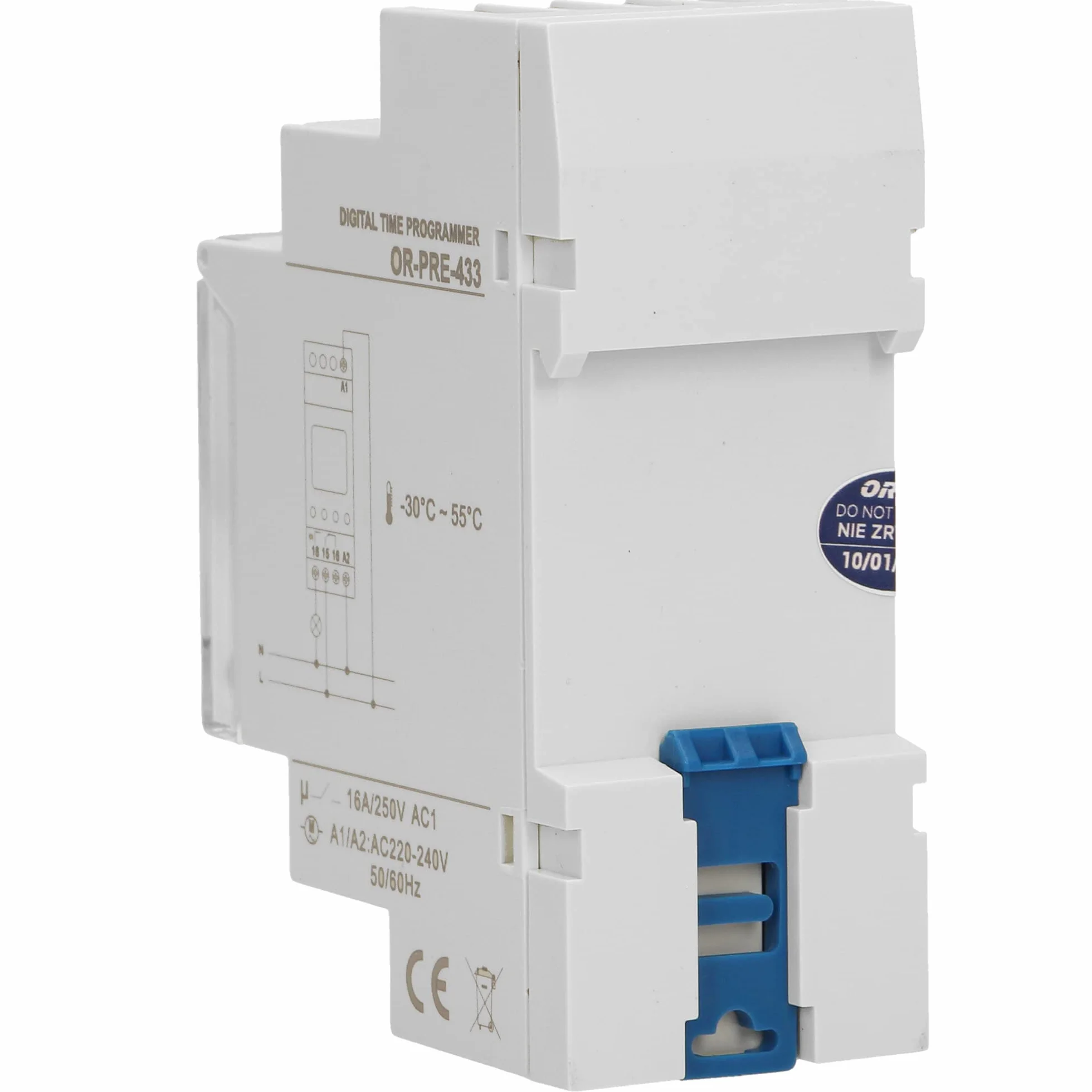ORNO PRE-433 Minuterie Relais Temporisé Minuteur Numérique pour Montage sur Rail DIN Indicateur LED avec 52 Programmes Programmable