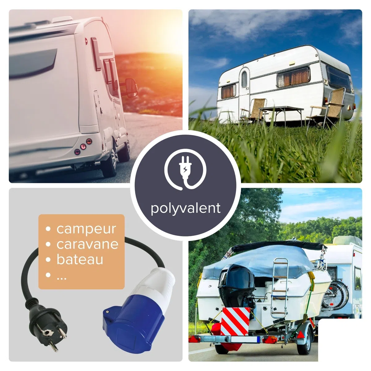 Perel CÂBLE ADAPTATEUR AVEC FICHE SCHUKO VERS PRISE CEE - 3 m