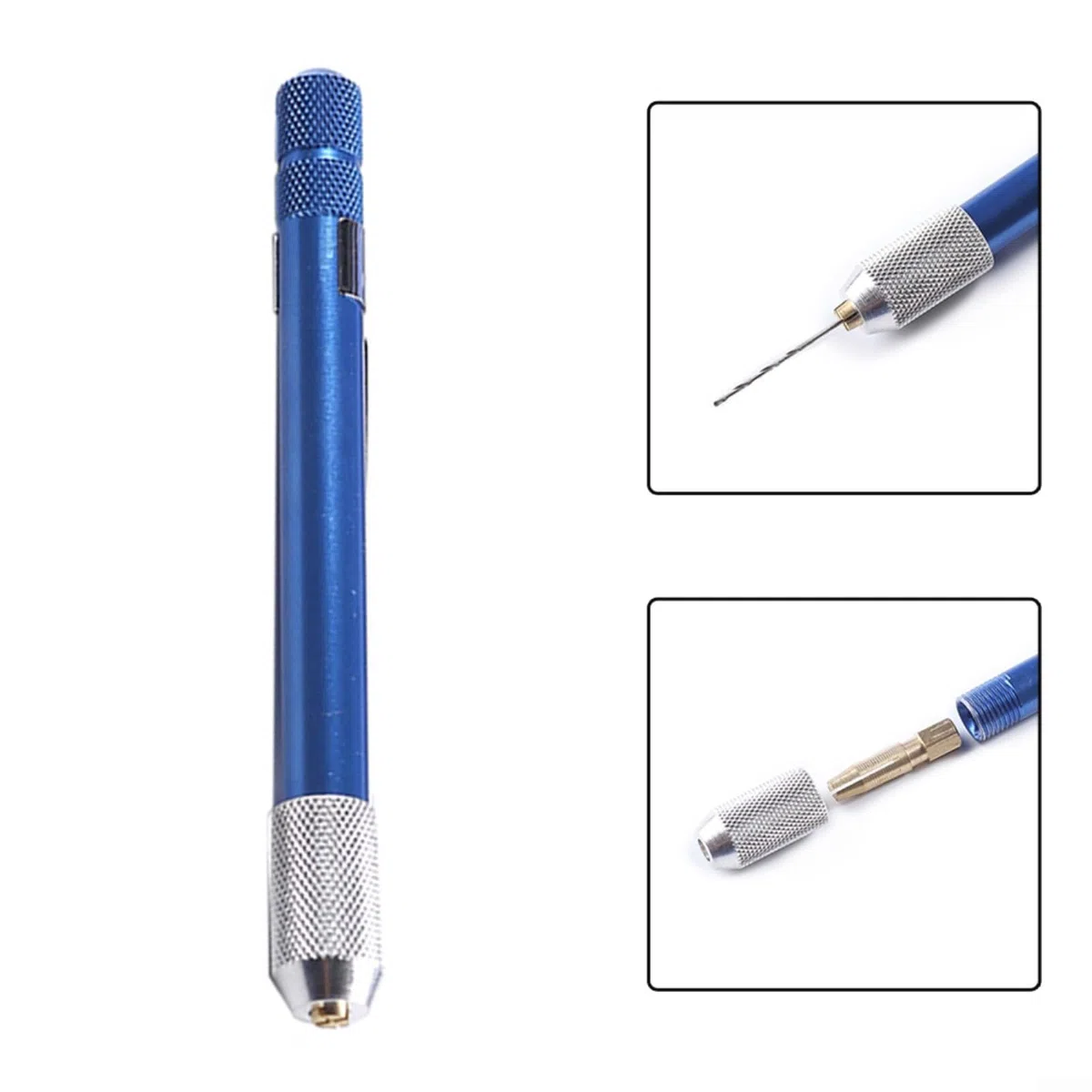 1 pièce pour mini perceuse manuelle 03–10 mm mandrin en alliage d'aluminium pour bois, plastique, caoutchouc, modélisme, bijoux, loisirs créatifs, outil de bricolage, bleu