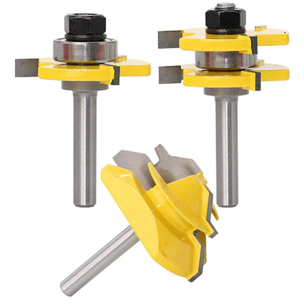 ASNOMY 45 Degrés Verrouiller Mitre Routeur Bit + Mèche de Langue + Fraise à Rainurer [ 8mm manche], percussion à rainure et à languette Fraise à Bois pour Outils de Menuiserie