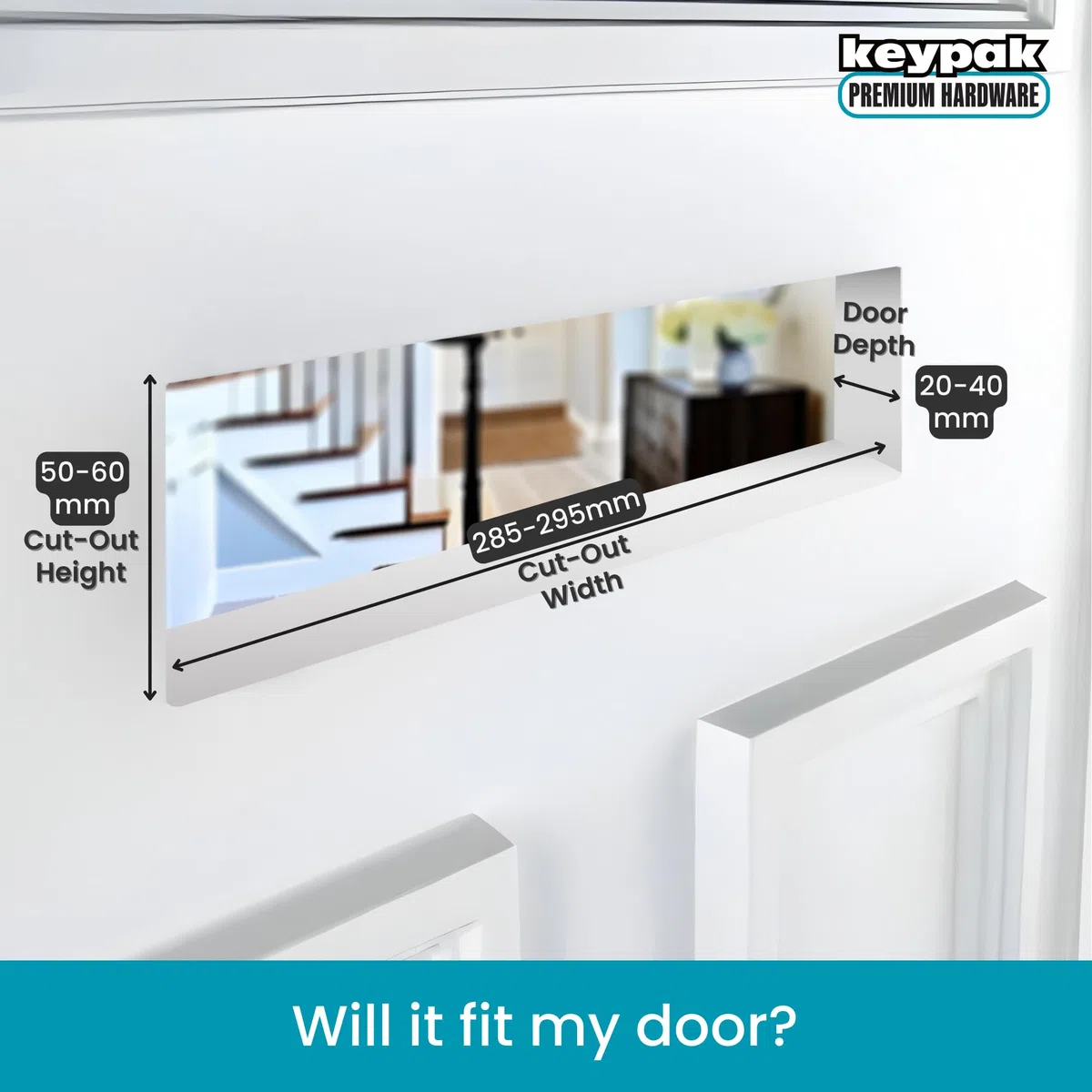 Keypak Boîte aux lettres à manches de 30,6 cm - Convient aux portes en uPVC, composite et bois de 20 à 40 mm (noir/blanc)