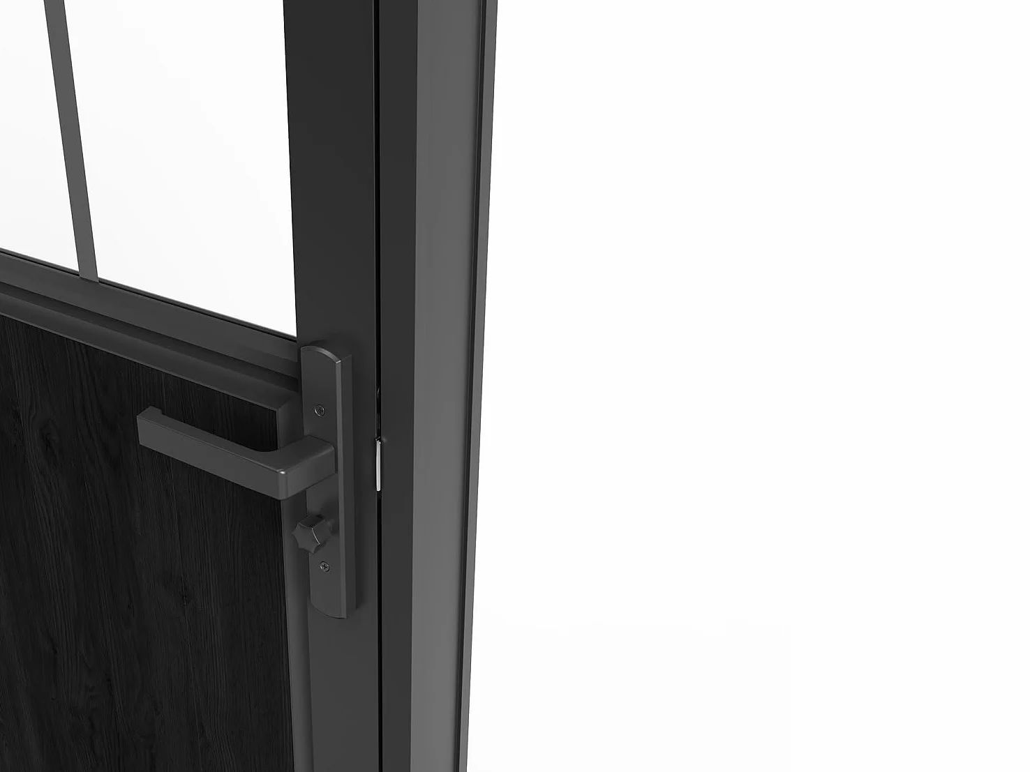 Vente-unique - Bloc porte réversible en aluminium et verre trempé style atelier - H204 x L73 cm - Noir - ERMELO