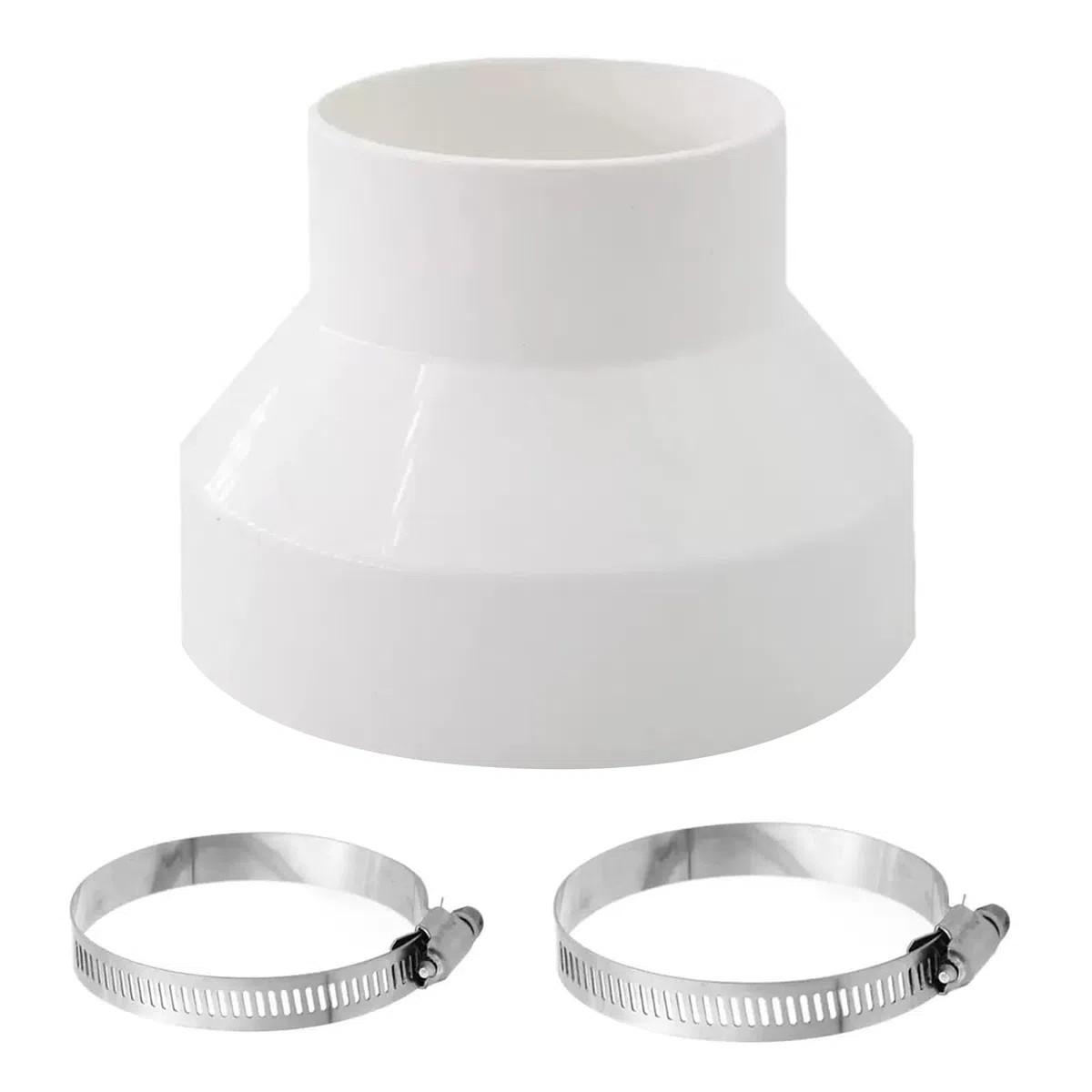 Réducteur de conduit de 150 mm à 100 mm, coupleur de réduction de conduit rond avec colliers de serrage en acier inoxydable (91-114 mm, 141-165 mm) pour ventilateurs d'extracteur, hotte aspirante
