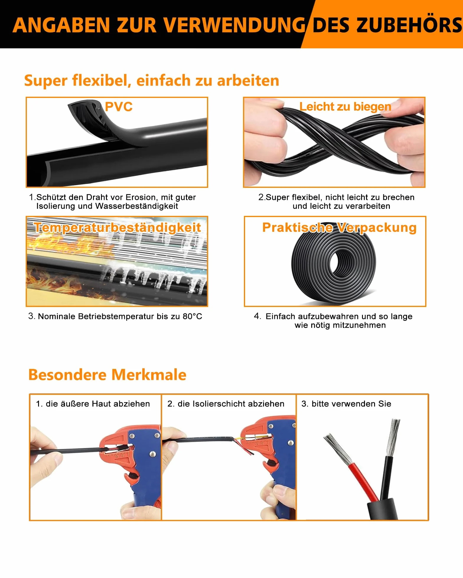 Câble d'Extension 8 Mètres 16 AWG 4x1,5mm² | Fil Cuivre Étamé Multibrins Sans Oxygène UL2464 | Tension 5V/12V/24V/300V | Pour Éclairage LED, Projets Auto et Bateau