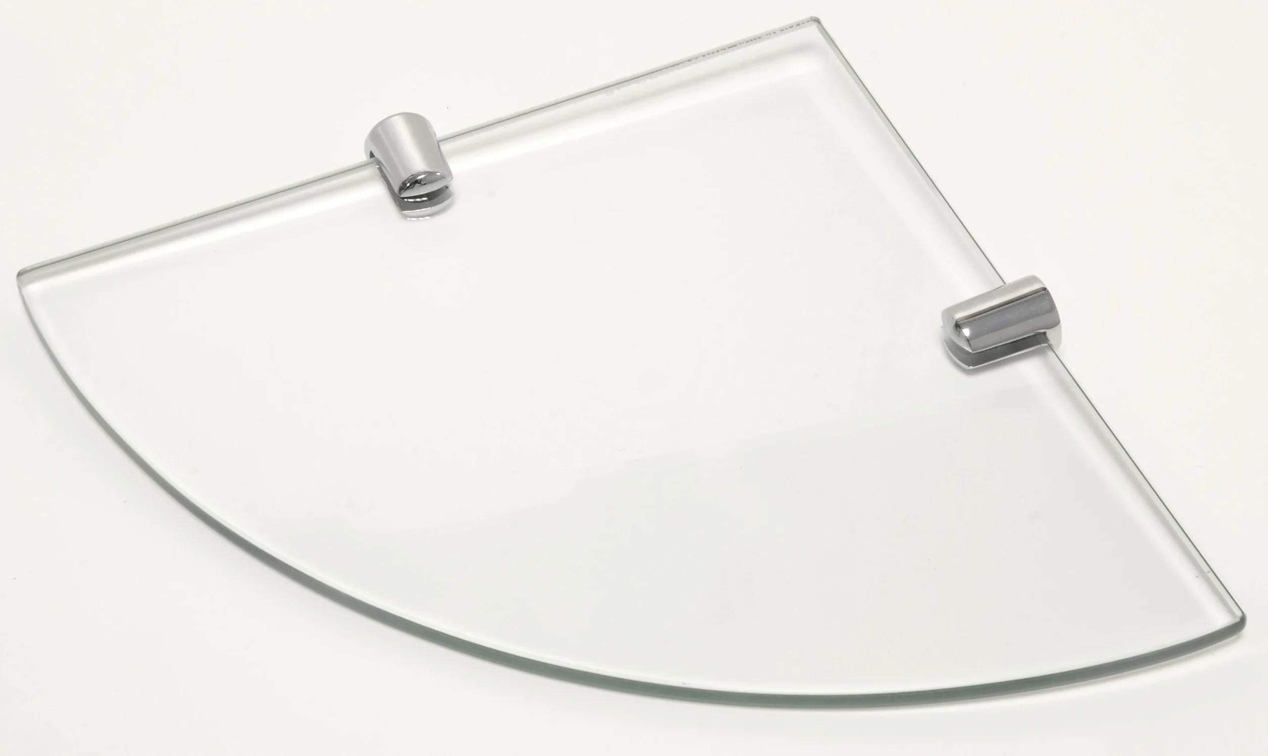 Étagère d'angle en verre trempé avec 2 fixations chromées 200 x 200 mm Épaisseur 6 mm