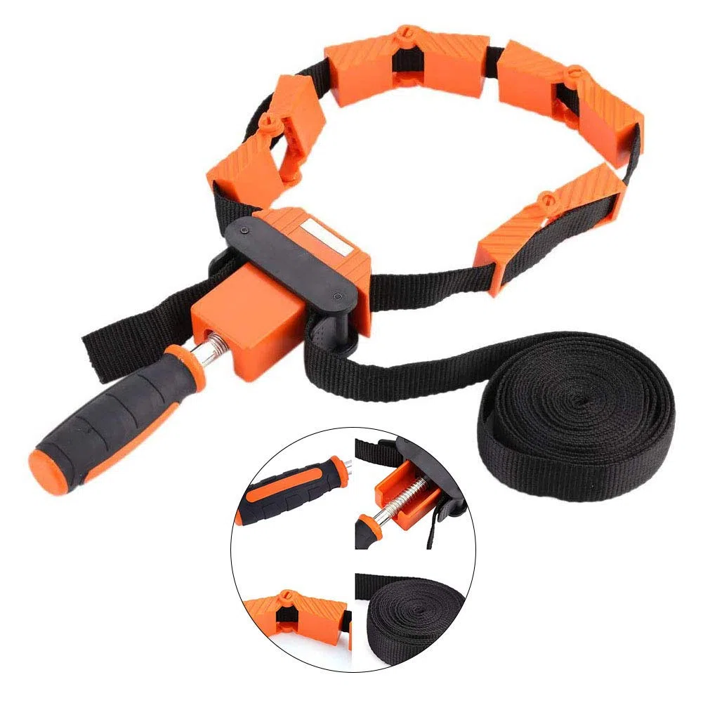 Nylon Multifonctionnel, Cadre de Serrage de Ceinture de Liaison Multifonction en Bois avec Outil Clip d'angle de Polygones Sangle de 4 M pour Photo en Bois