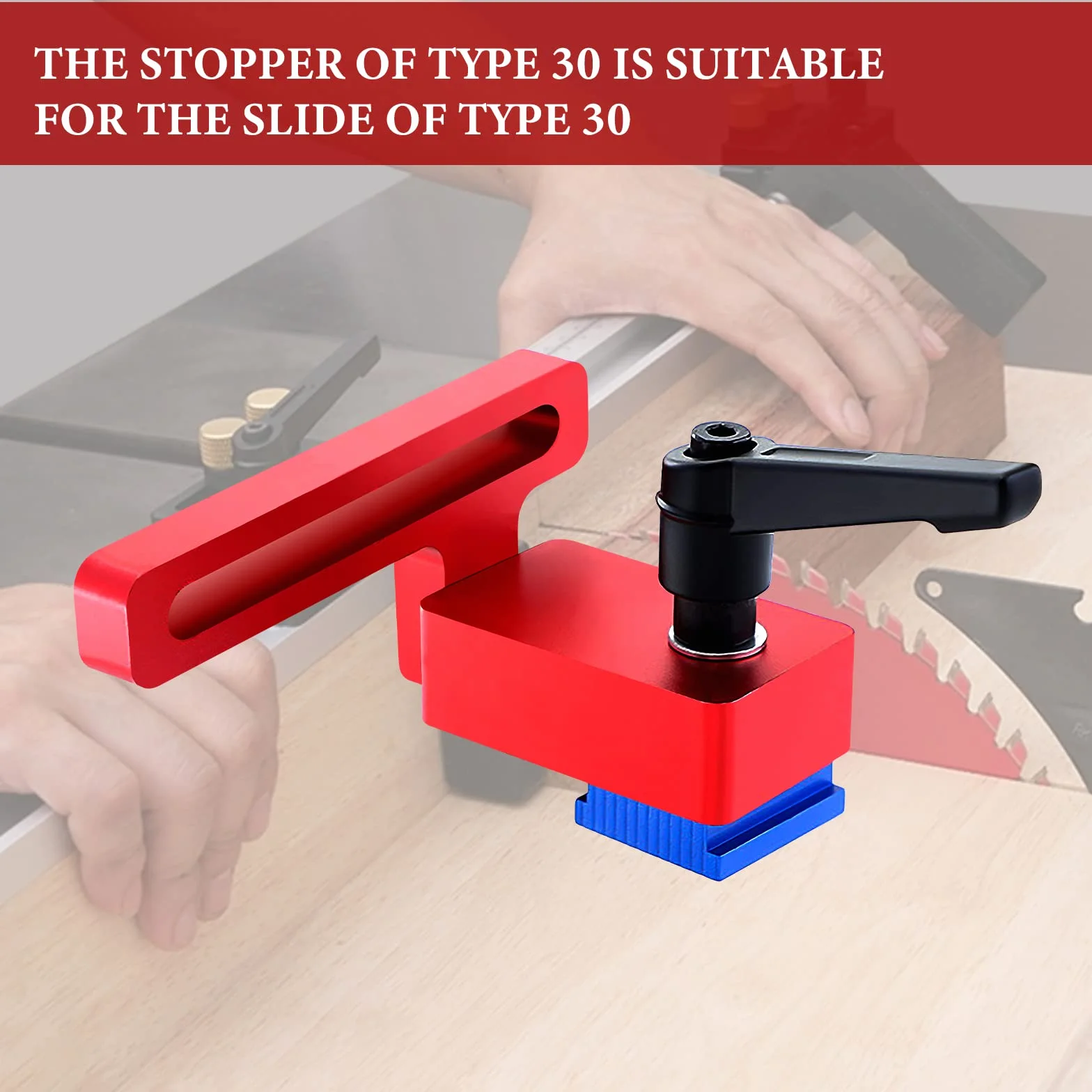 Nizirioo 2 Pièces 30 Type Mitre Track Stop, Fixation T-Slot Mitre Track Stop, Butée De Rail En T, Outil De Menuiserie Mitre Track En Alliage D'Aluminium Butée De Rail À Onglet Arrêts De Rail En T