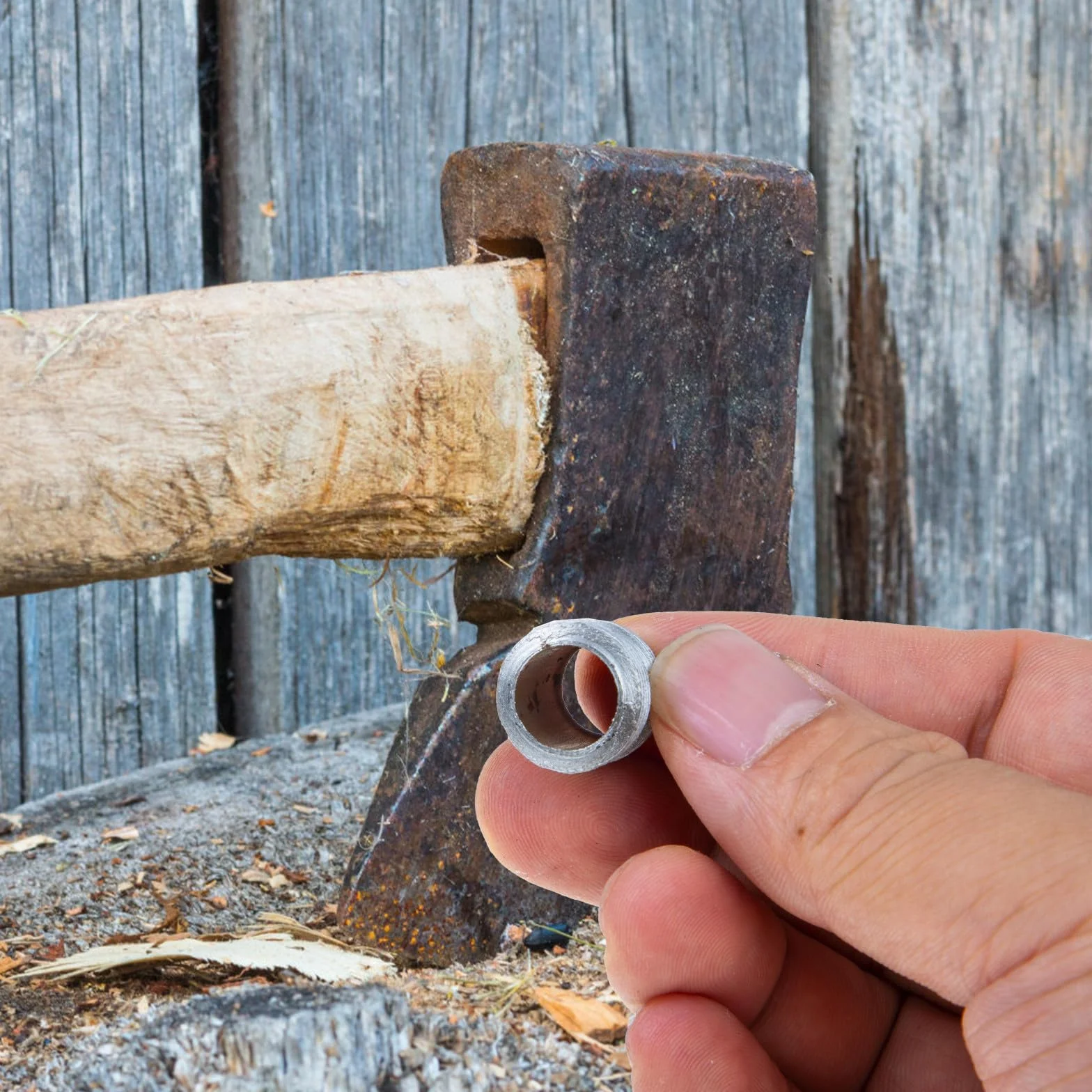 ULTECHNOVO Accessoires Robustes Prévention du Desserrage du Manche 25 Pièces Coins Ronds en Fer Argenté et Déplacement à 360 Degrés pour Marteau pour Outils de Jardin