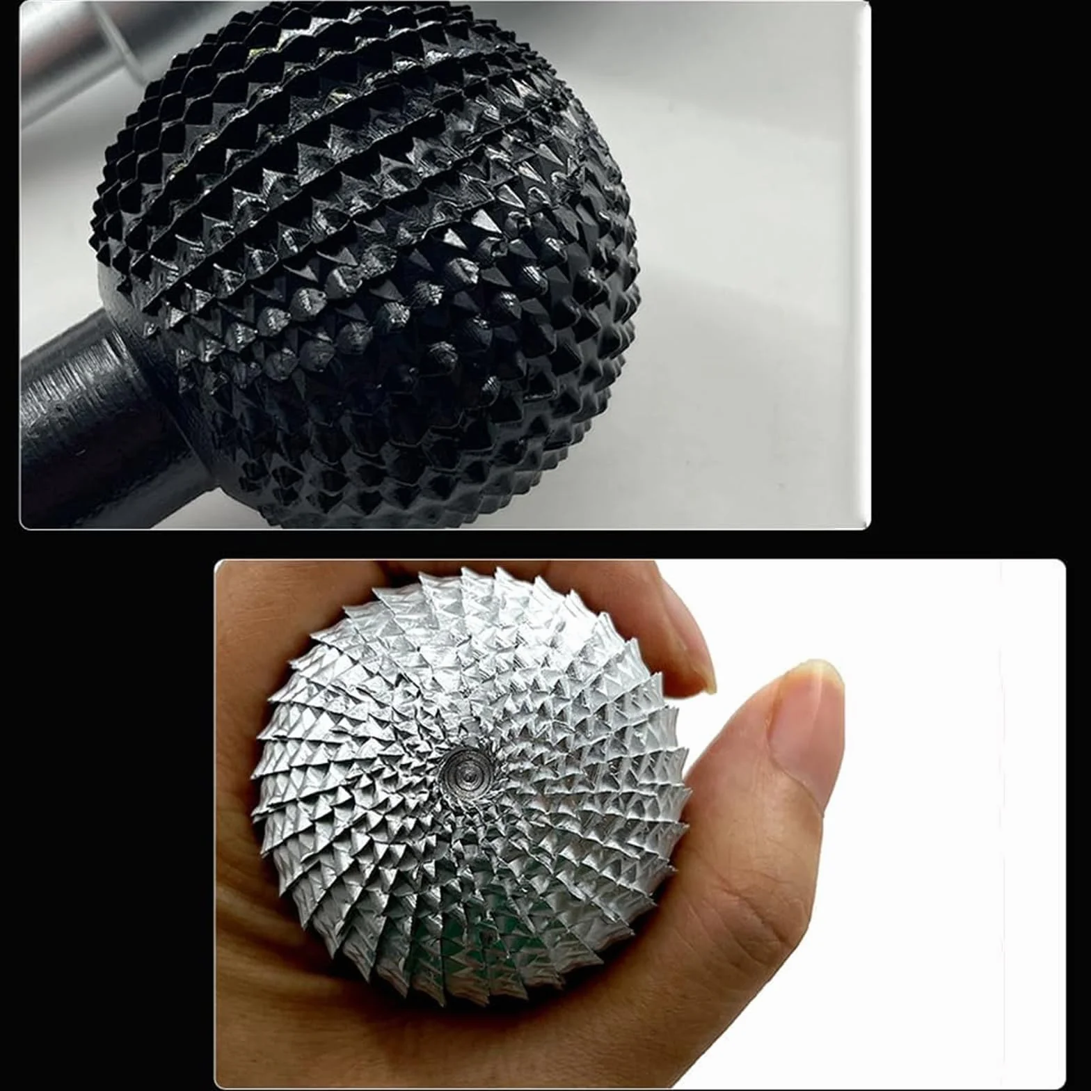 Gouge à bille pour sculpture sur bois, tête de ponçage à bille pour sculpture sur bois et ponçage, coupeur sphérique, diamètre 40 mm, râpe à bille (argenté)