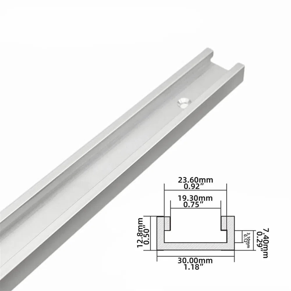 Rail de guidage et rails en T for table de travail du bois Rail à onglet en aluminium Fixation en T for établi Outils de table de toupie(T30 Silvery Track,600mm)