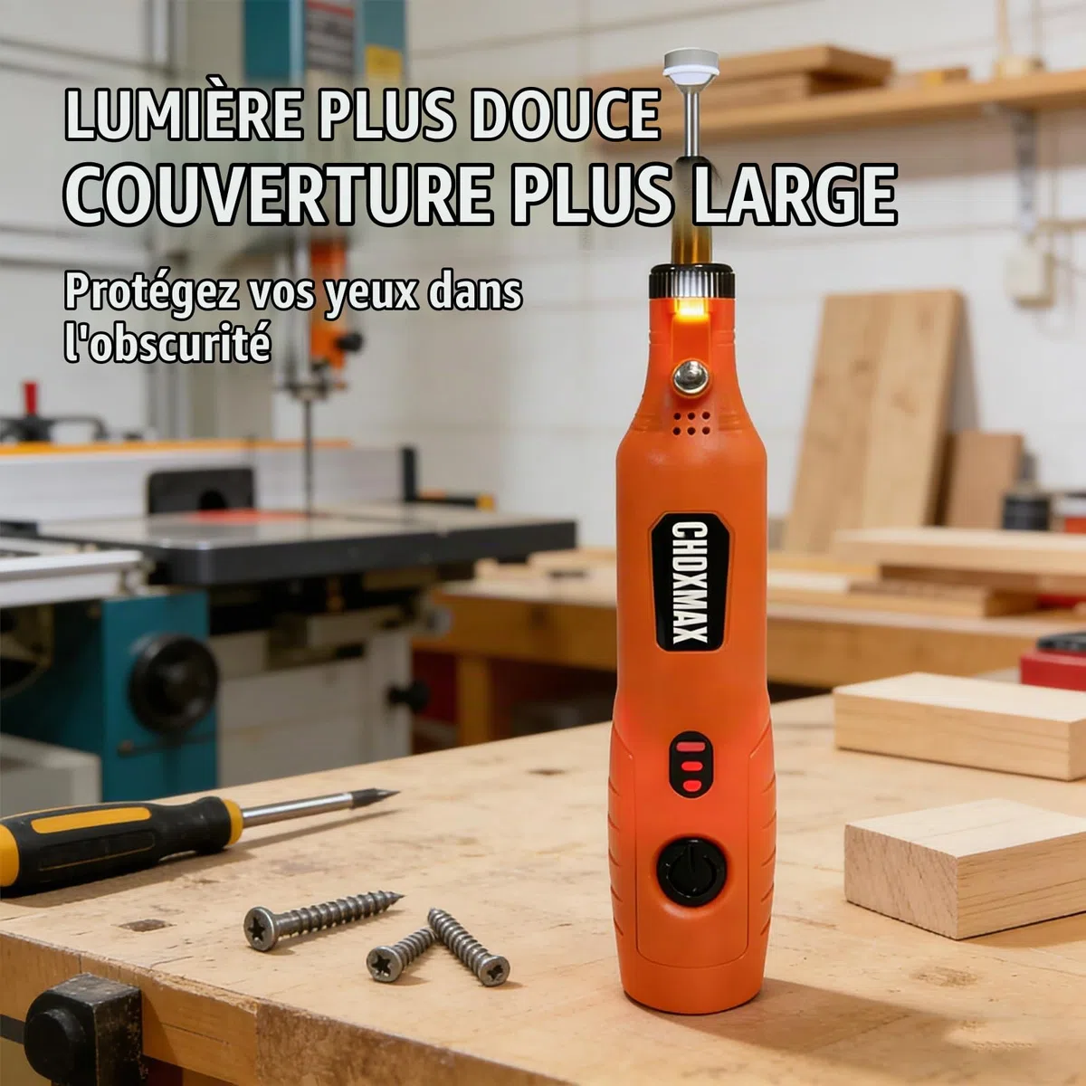 Outil rotatif sans fil, kit de meuleuse à 3 vitesses avec éclairage avant et 72 accessoires, outil de type C rechargeable pour le nettoyage, le ponçage, le polissage, le perçage et les petits travaux