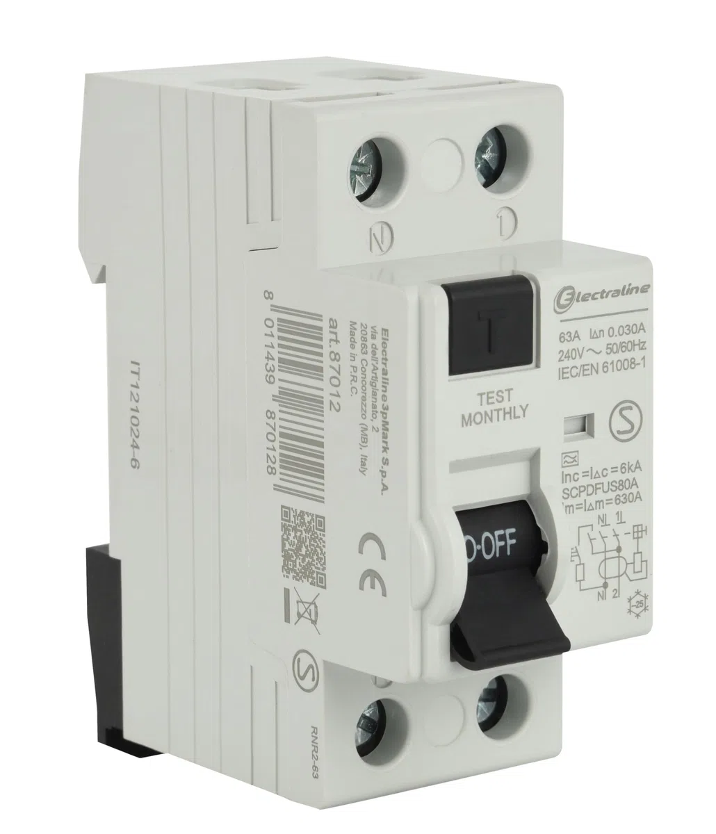 Electraline 87012 Interrupteur différentiel 63A, sensibilité 30mA, type A