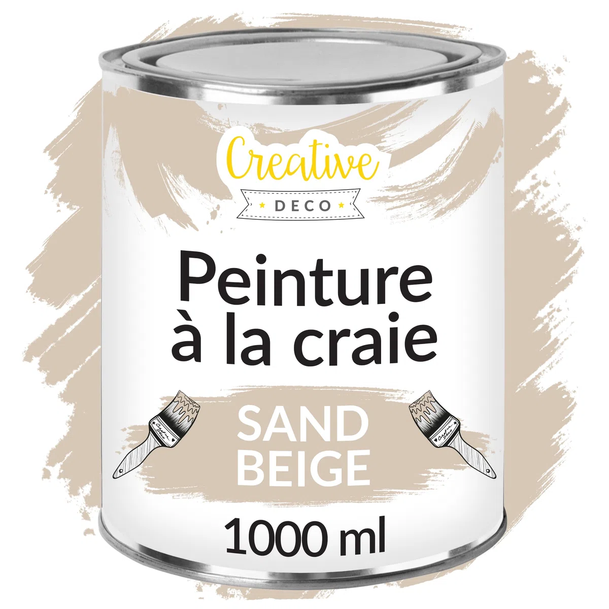 Creative Deco Peinture à la Craie Beige Sable | 1L | Mat et Lavable | Pour Bois et Meubles | Idéal pour Rénovation | Chalk Paint | Ardoise Craie | Mur Interieur