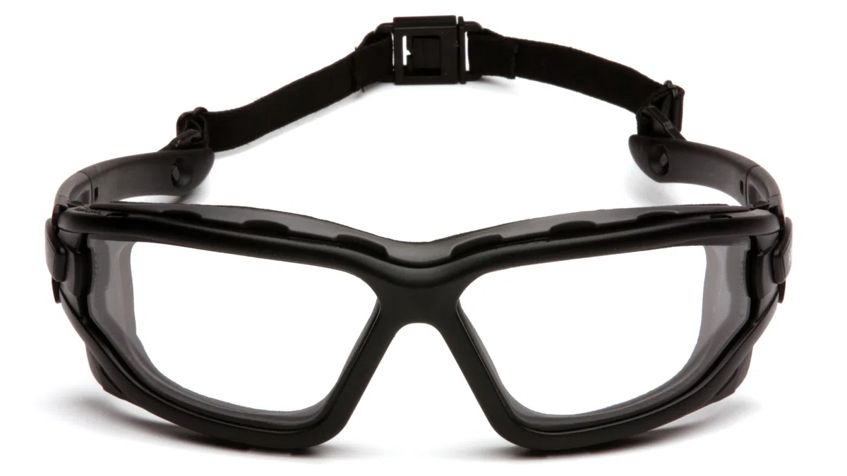 PYRAMEX I-Force Lunettes de Sport à Double Panneau Anti-buée, Monture Noire/Verres Transparents Anti-buée