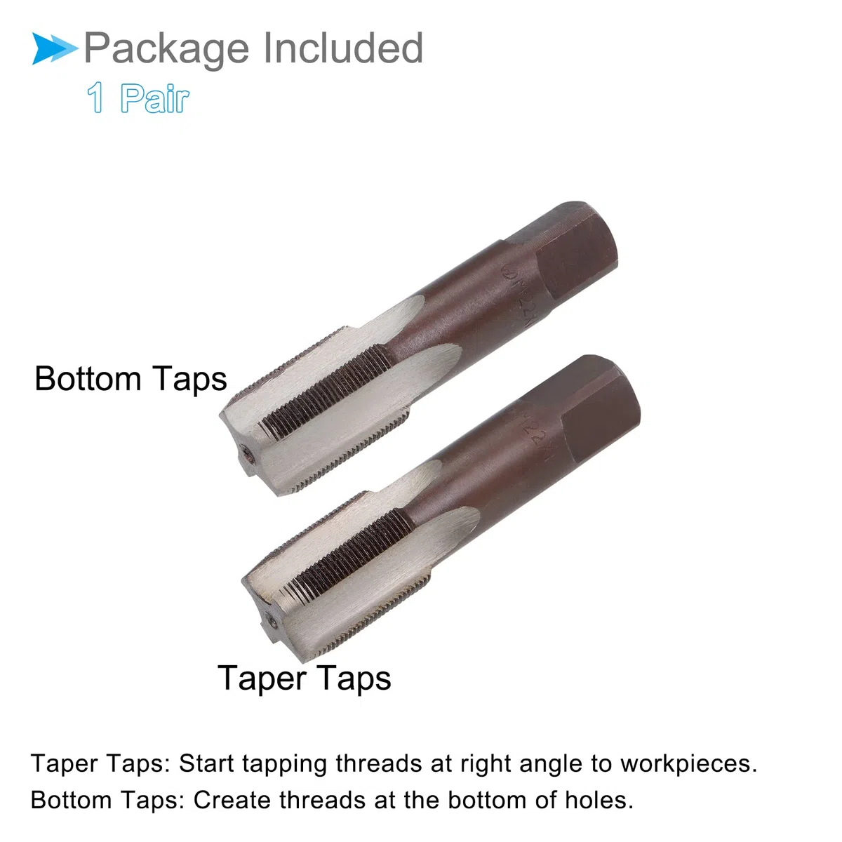 Main Filetage Tarauds, M22 x 1 Filetage, Métrique Alliage Outil Acier Vis Taraudage Cône Fond Taraud - (Applications: pour Machine Filetage Réparation), 1 paire