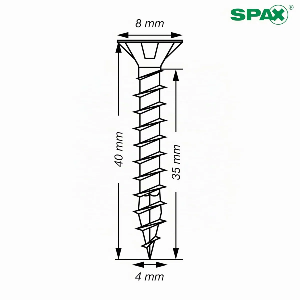 SPAX Vis universelle 4 x 40 mm, 360 pièces - Vis à bois, filetage total, tête fraisée, T-STAR Plus T20, pointe 4CUT, revêtement WIROX - 8000000277153