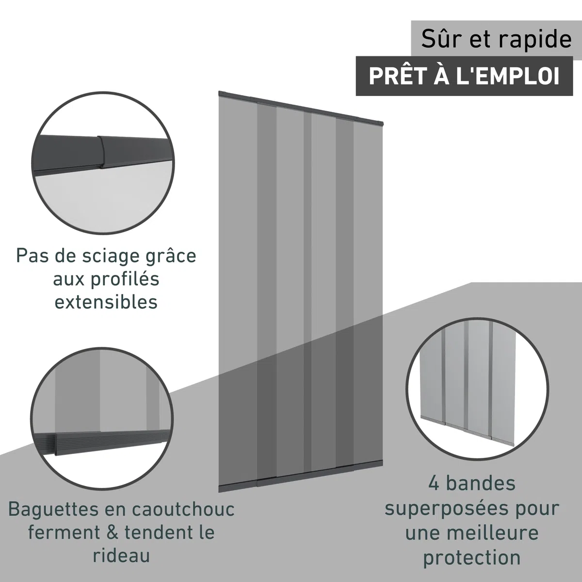 Windhager Moustiquaire porte télescopique 120 x 250 cm, rideau anti-insectes moustiques, installation facile sans perçage, passage libre pour porte balcon, anthracite, 04302
