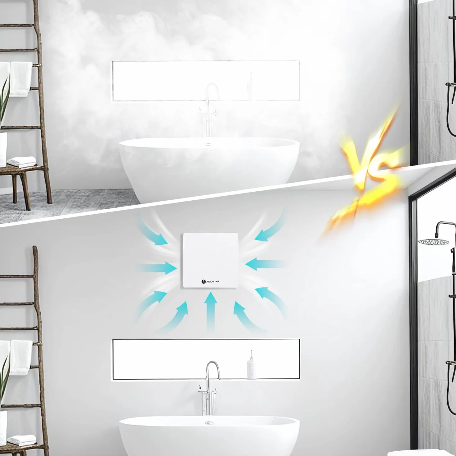 Aigostar Ventilateur Extracteur 100 mm pour Salle de Bain | Silencieux, puissance 11W, adapté pour salle de bain, WC, cuisine et bureau