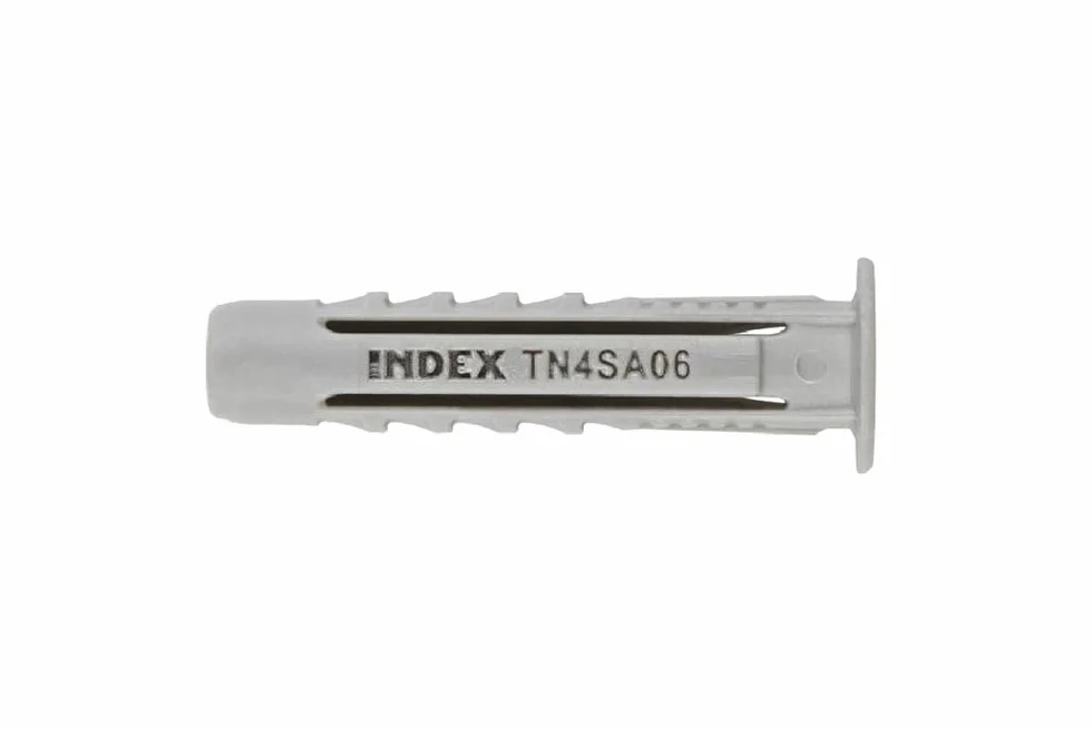 INDEX A PERFECT FIXING - TN4SA06EP [TN4S-A EP] Chevilles en nylon à 4 segments avec collier large, pour tous types de matériaux, imbattables, dimensions : 6 mm, pot de 1000 unités