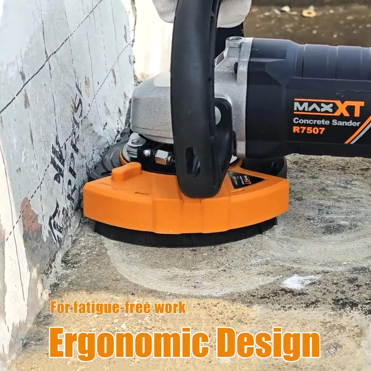MAXXT Ponceuse à béton - Disque diamant de 125mm, moteur puissant 1500W, 7 vitesses réglables 1000-8500RPM, protection amovible - Ponceuse polyvalente pour enduits et angles