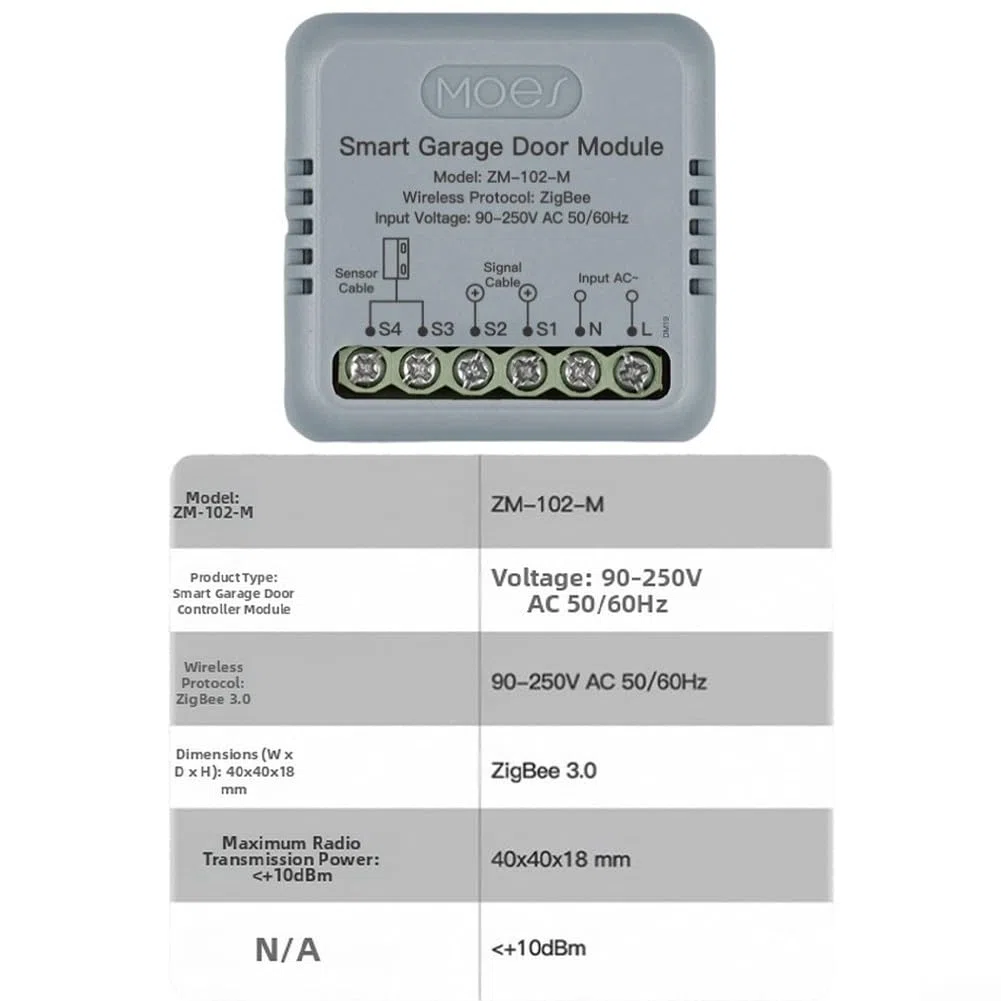 Ouvre-Porte de Garage Connecté Wi-FI, pour Smart Home Switch pour ZigBee pour Alexa pour Tuya, Smart Switch App Minuteur Commutateurs vocaux on/Off