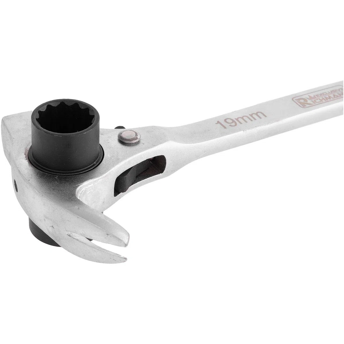 RICHMANN Clé à échafaudage 4 en 1 (19/22 mm) - Marteau + arrache-clous + poinçon conique & cliquet réversible - Cliquet d'échafaudage 12 points - Acier au chrome-vanadium (Cr-V) - avec 72 dents