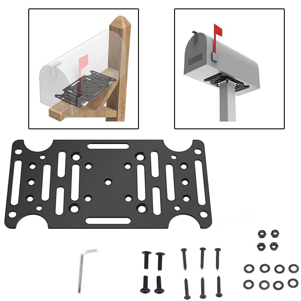 Niceminiwall Support de montage de boîte aux lettres en acier robuste pour poteaux en bois de 4 x 4 et poteaux creux – Plaque adaptateur de montage de poteau avec kit de matériel complet – 4 mm