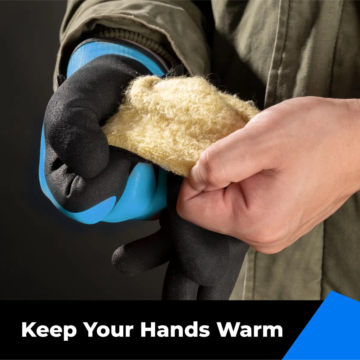 toolant Gants de travail 100% étanches pour hommes et femmes, gants de travail d'hiver pour temps froid, écran tactile, gants thermiques chauds, bleus, taille XL