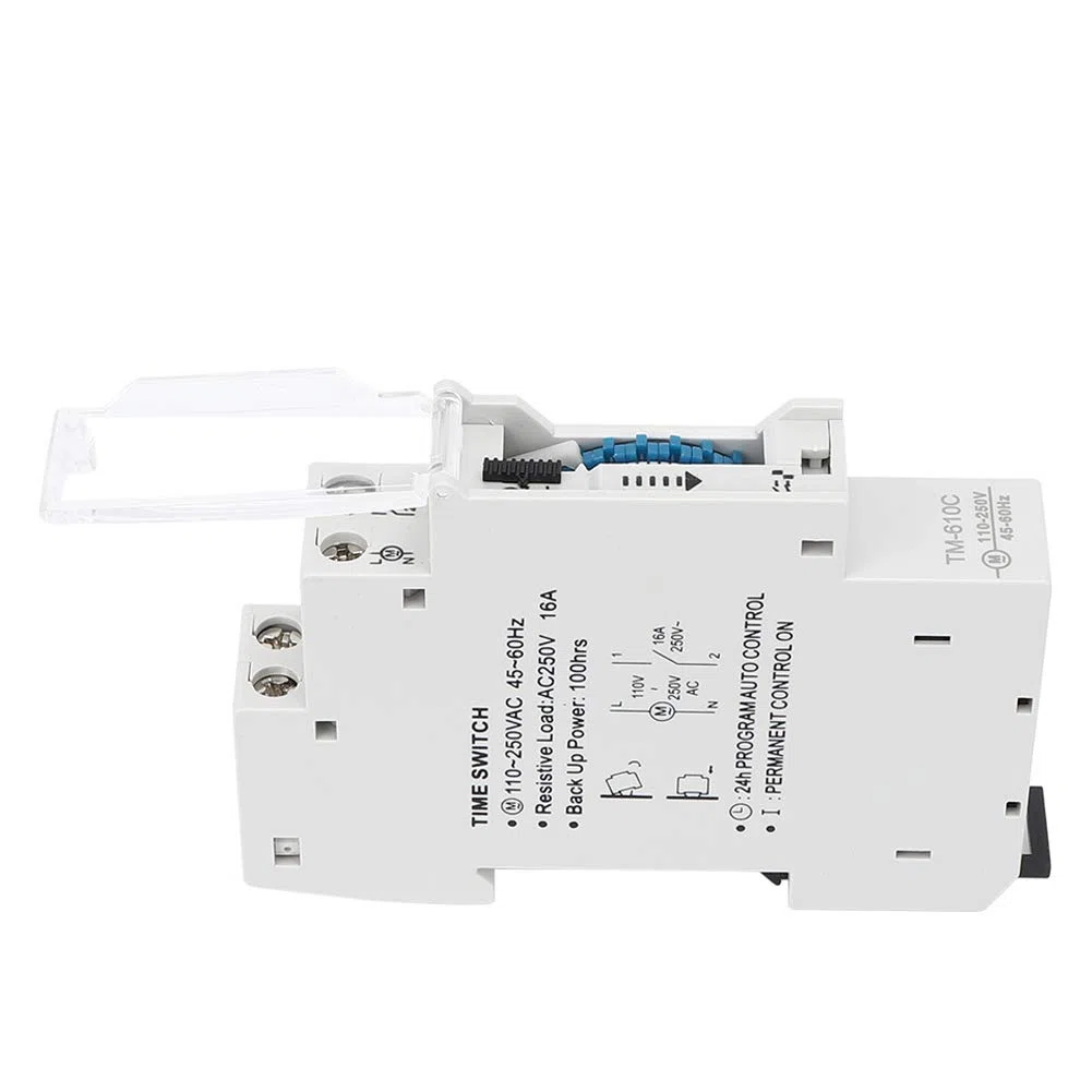 Interrupteur Horaire 1 Module TM610C – Interrupteur de Synchronisation Intelligent sur Rail 1P de Haute Précision pour éclairage Public et d'usine, 220 V AC, Intervalle Minimum de 15 Minutes