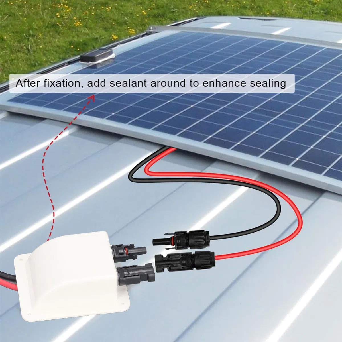 Passe-câble Double avec câble, Passe Cable Etanche étanche ABS avec câble de rallonge Solaire 2 m 10 AWG, Passe-Toit Solaire, pour Camping-Car, Bateau, Caravane, Marine