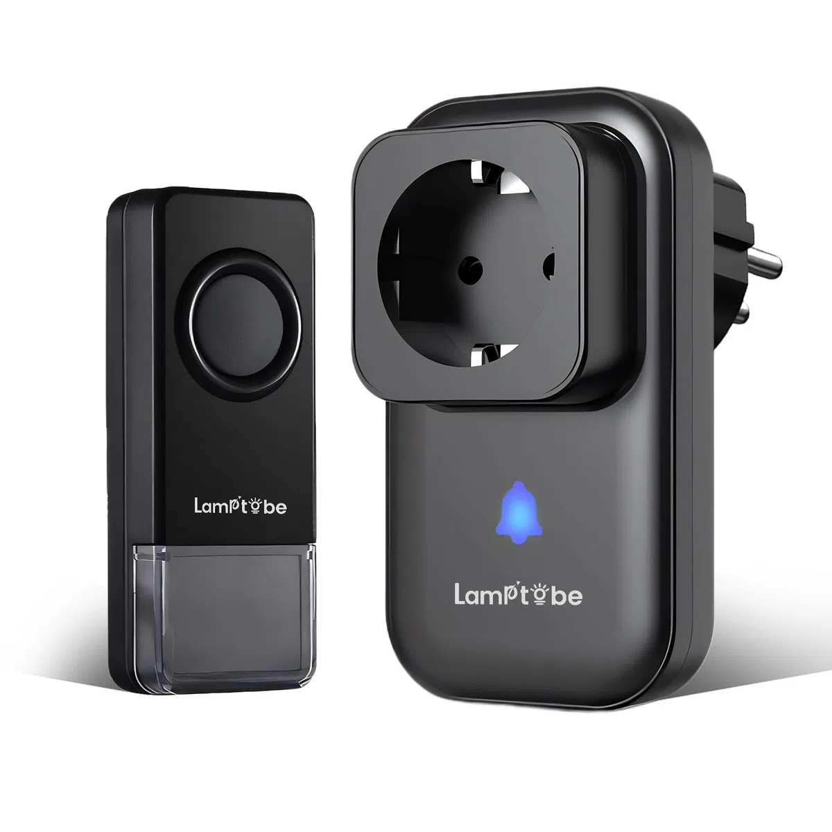 Sonnette Sans Fil Prise Secteur 400 Mètres, Sonnette de Porte Sans Fil Exterieur Etanche IP55, 58 Mélodies 5 Niveaux Volumes, Sonnette pour Maison, Bureau, Hôtel, Noir (1-set)