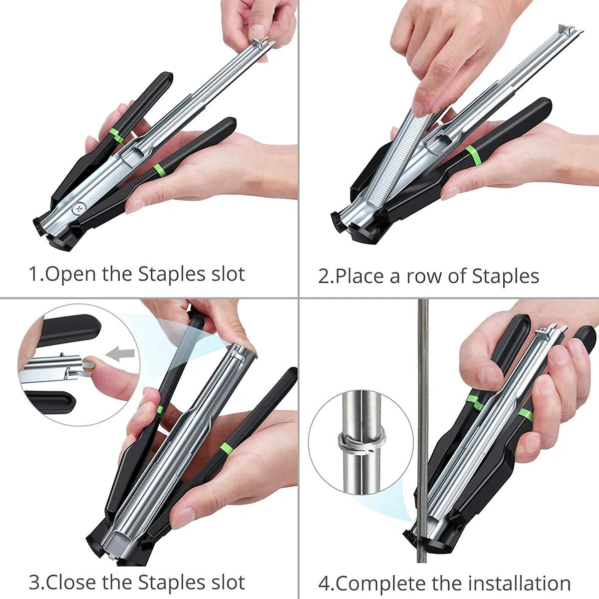 Proster Agrafeuse Manuelle C-type avec 2500 Agrafes Galvanisées – Pince Métallique de Clôture avec Poignée TRP Ergonomique – Outil de Fixation pour Grillage, Filets et Cages Animaux