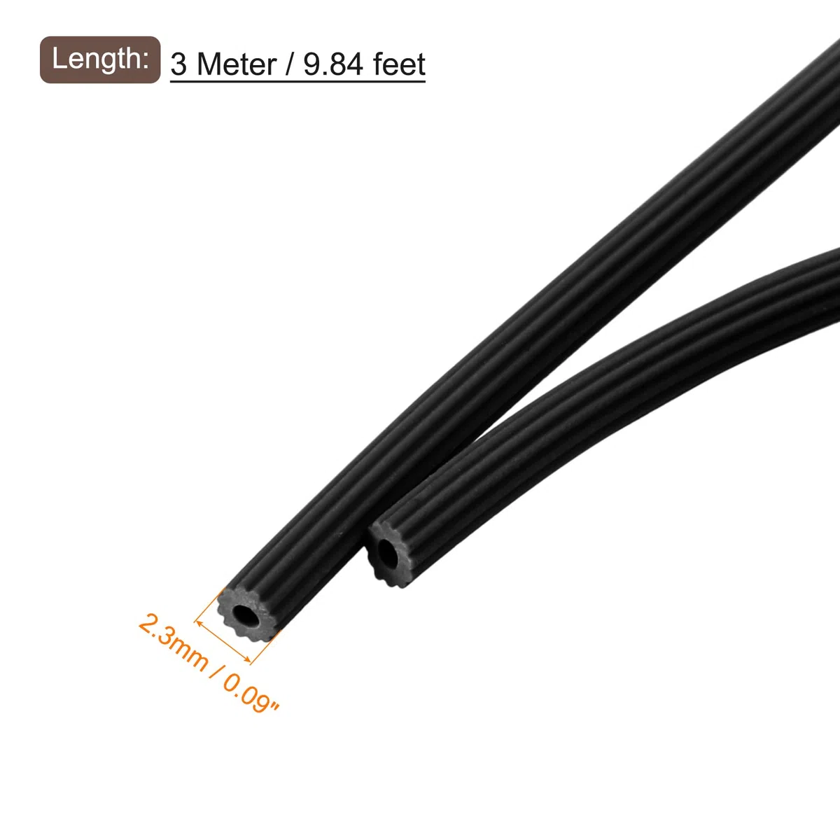 sourcing map Spline de fixation ronde de 0,2 cm x 3 m pour écran de porte et fenêtre, noir