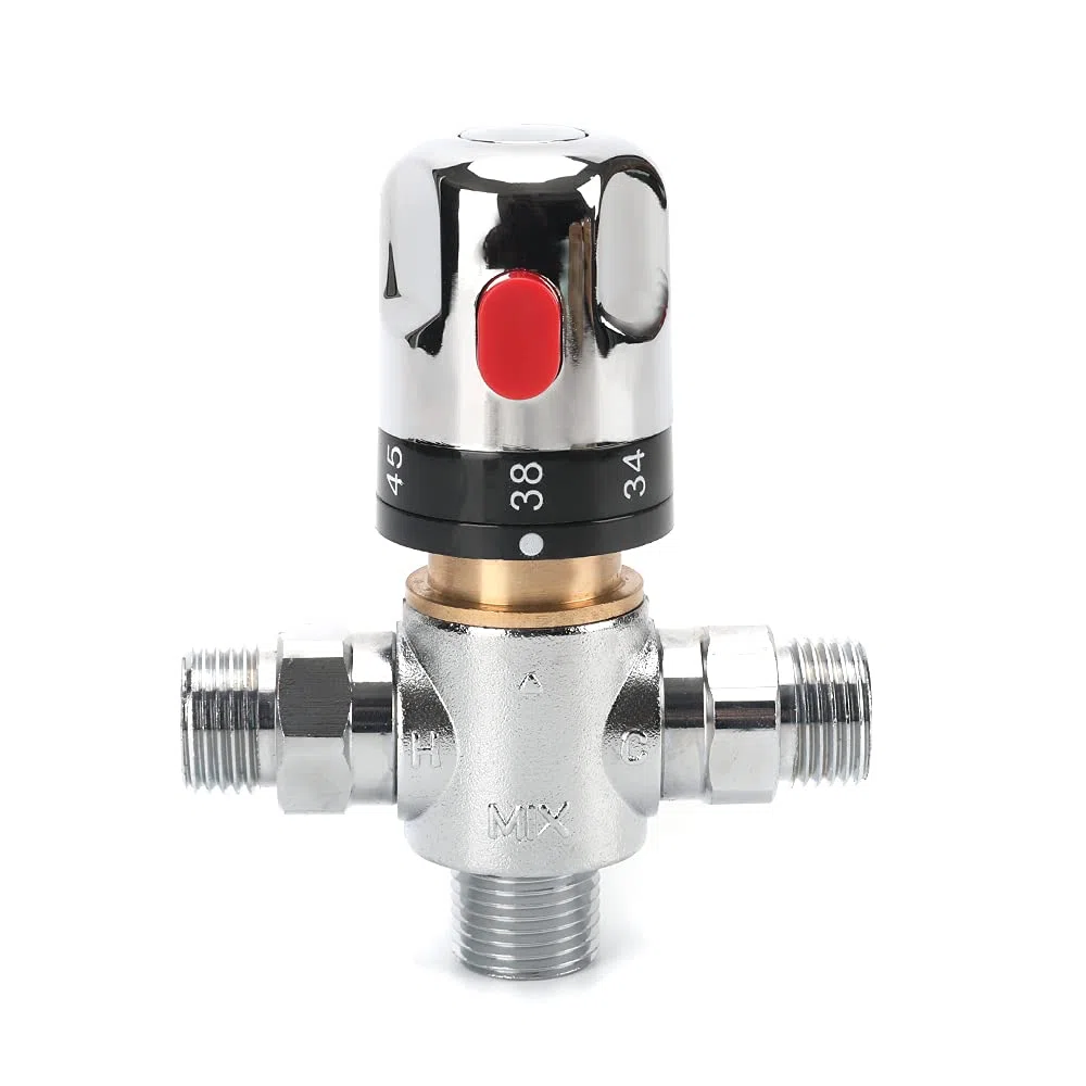 Tremax Robinet mitigeur thermostatique, robinet mélangeur d'eau chaude et d'eau froide avec connecteur G 1/2", graduation en centidrage, laiton massif