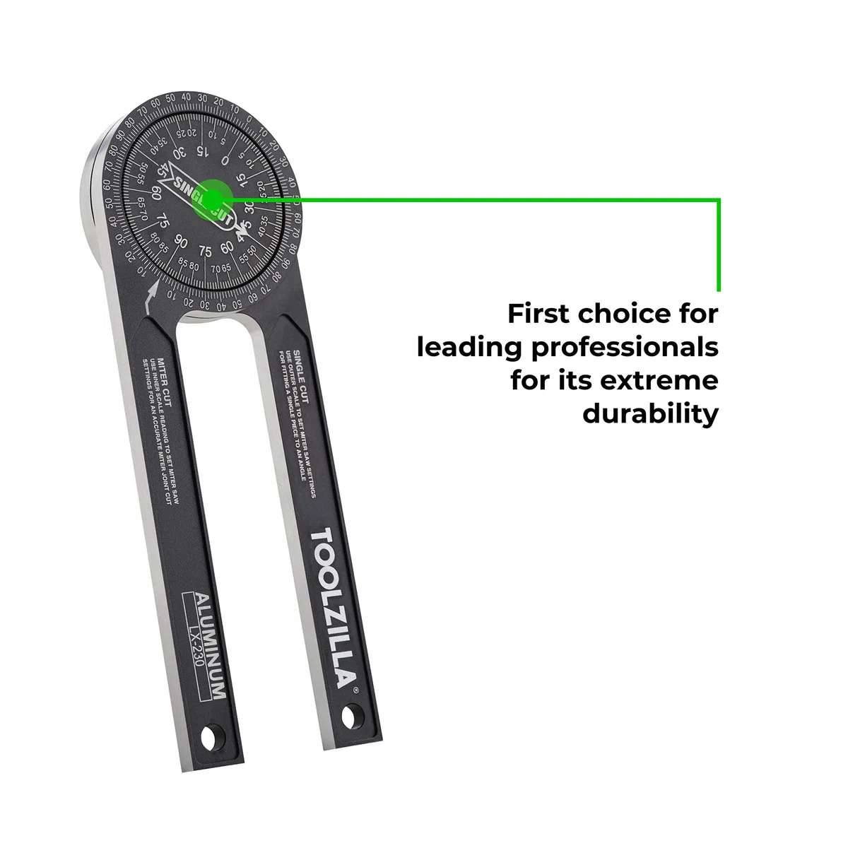 Toolzilla Rapporteur d'angle en aluminium de 17,8 cm – Outil de mesure avec plusieurs échelles pour le travail du bois, le travail du métal et tous les métiers de la construction
