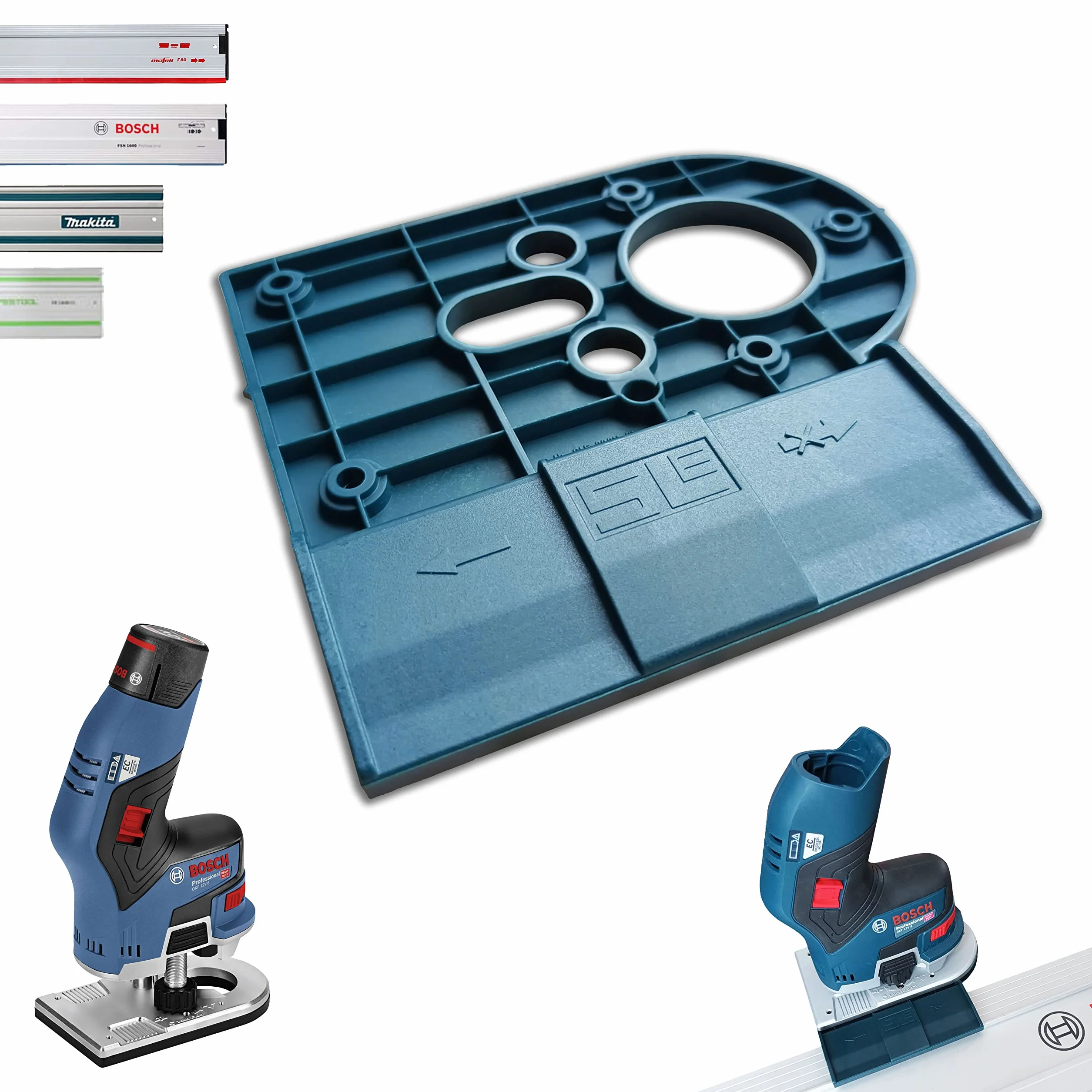 Adaptateur de rail de guidage professionnel pour Bosch GKF 12V-8 pour Makita/Bosch/Festool/Mafell Rail de guidage défonceuse affleureuse adaptateur