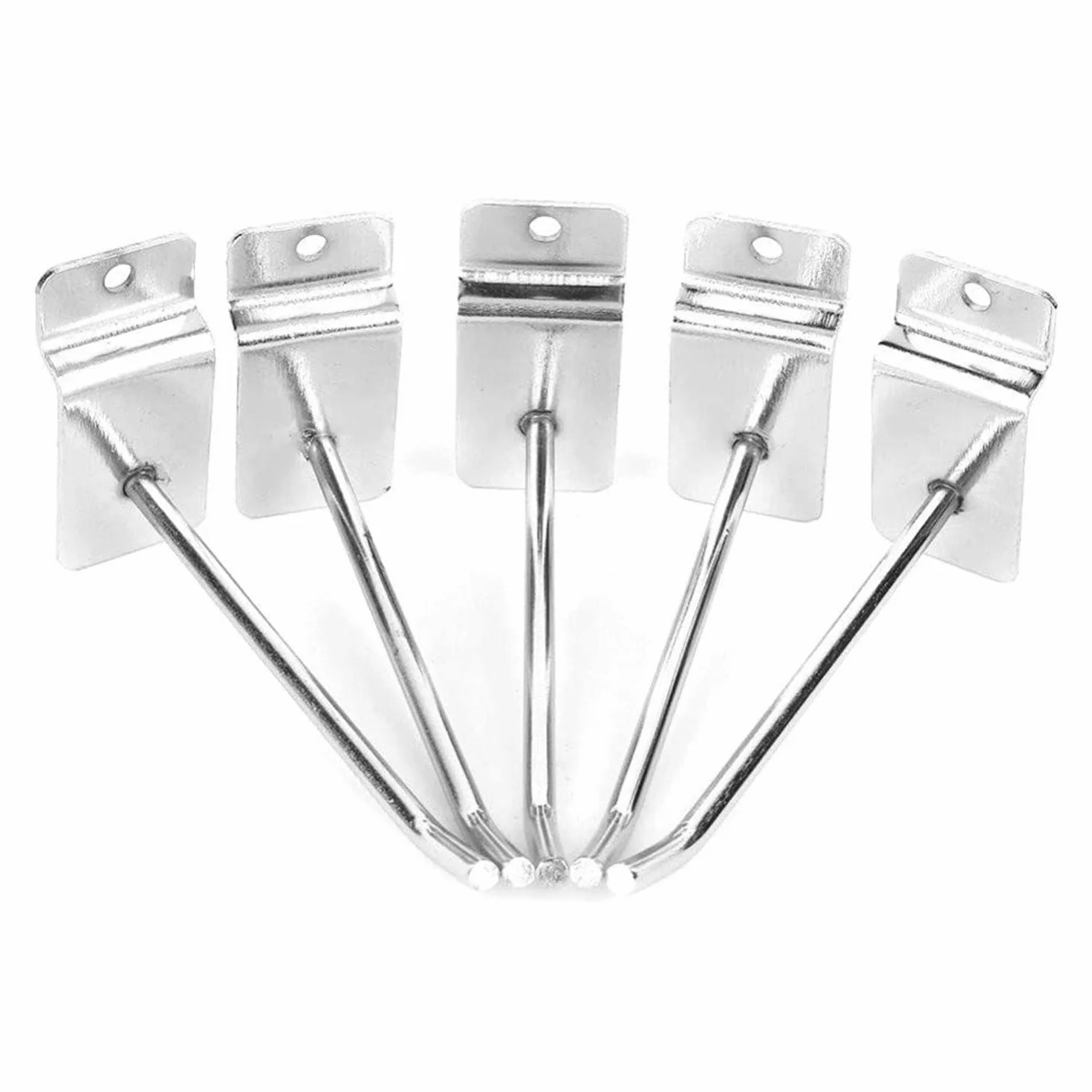 Lot de 100 Crochets pour Panneau Perforé de 30 cm, Muraux à Lattes pour Étagères, Longs en Métal pour Accrocher Garage, Magasin, Maison