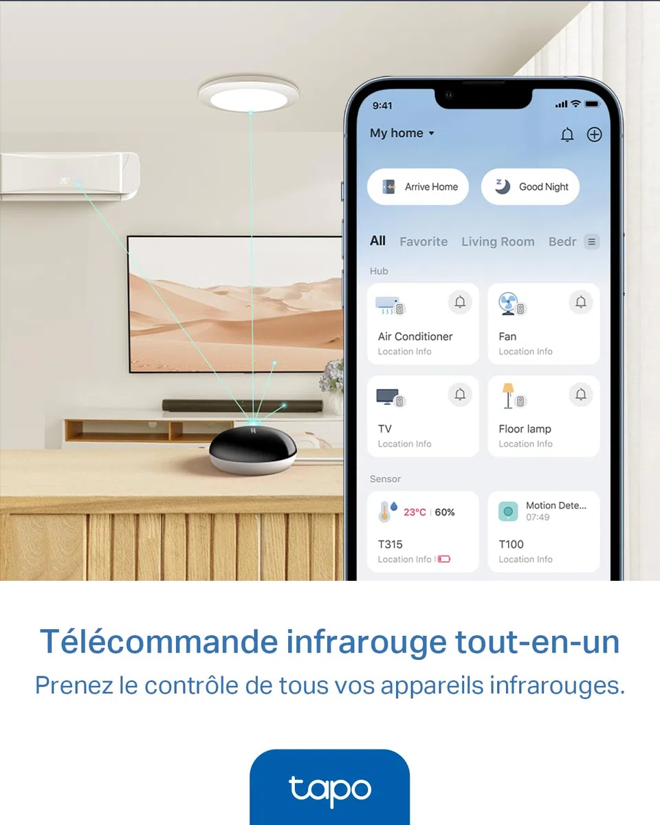 Tapo Télécommande Infrarouge H110 - Prend en Charge 18 Types d'appareils, Plus de 8000 Marques, hub pour capteurs Tapo, Commande vocale avec Alexa/Siri, Compatible avec Matter, Minuterie