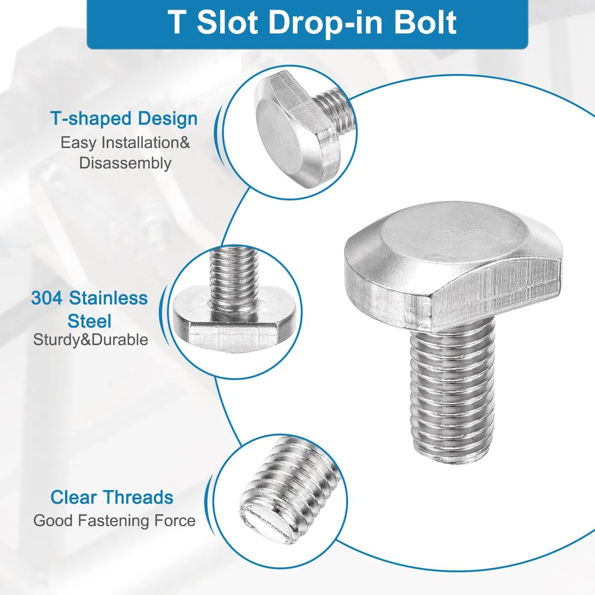 uxcell Boulon à fente en T, M12 x 25 mm, boulons en T en acier inoxydable 304 en forme de T, tête de marteau pour montage de rack en alliage d'aluminium