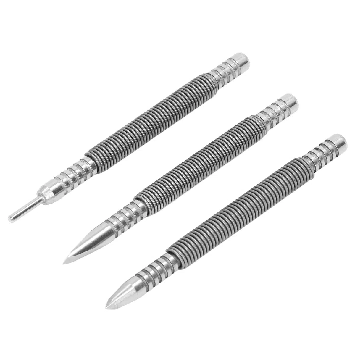 Ejoyous Jeu de Clous à Ressort 3 Pièces, Poinçon à Ressort en Acier au Carbone 3500PSI, Ensemble de Clous Anti-choc et Contre-poinçon pour Bois, Métal et Verre