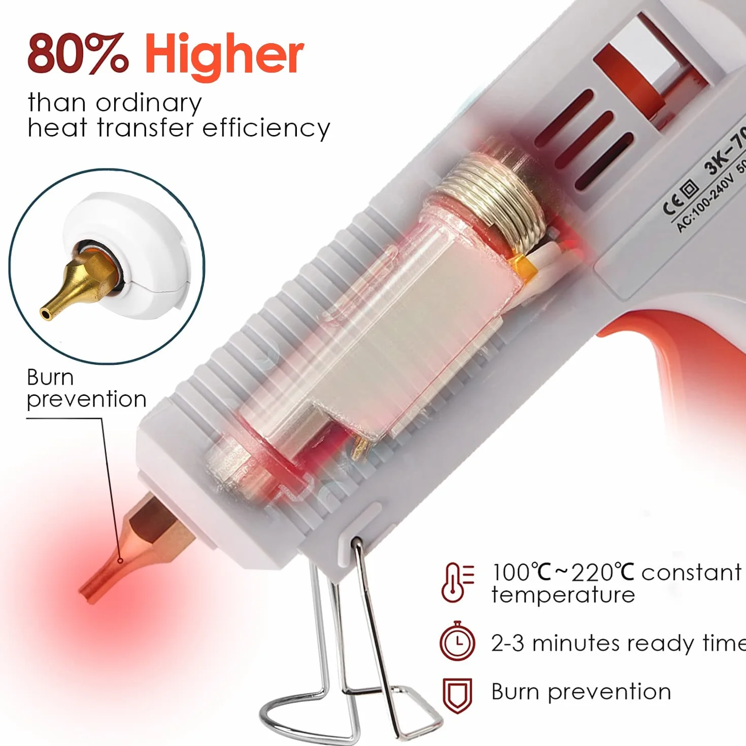 Mumisuto Pistolet à Colle Chaude, Sûr Pistolet à Colle 110W, Pistolet à Colle Thermofusible Réglable à Température Constante, Anti écoulement pour Réparation Artisanat DIY Maison Bricolage Bureau