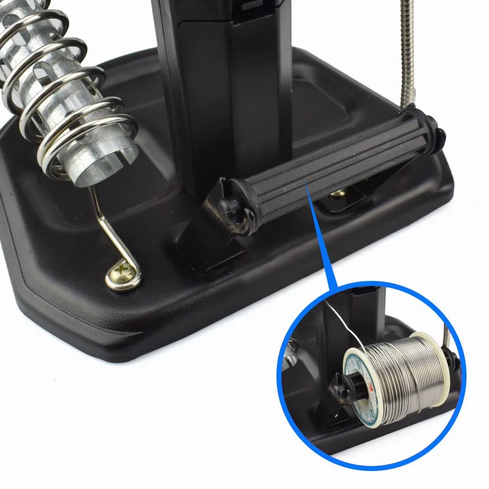 MMOBIEL Troisième main Robuste avec Loupe 2.5X à 4X, Lampe LED, Support Fer à souder avec Pinces et clips de soutien