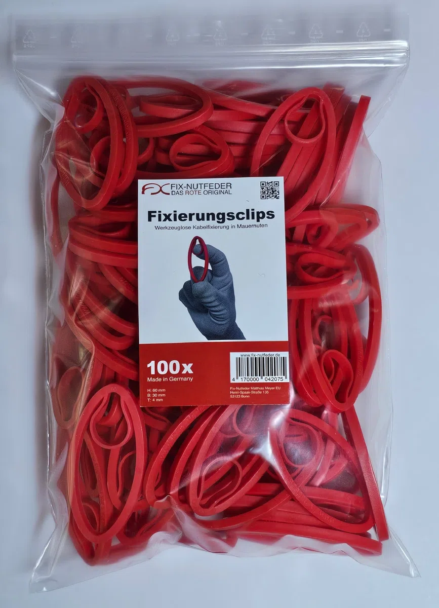 Sachet de 100 pcs. Clips de fixation pour tuyaux et câbles. Fix-Nutfeder.