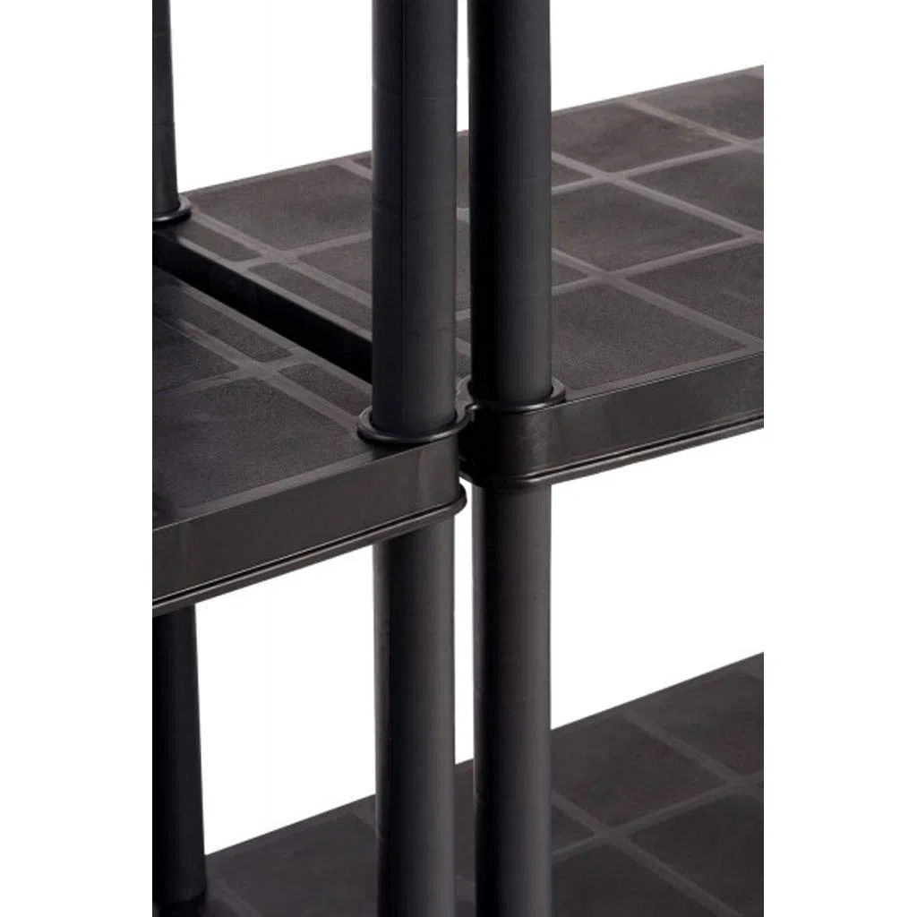 Kreher Étagère de rangement en plastique à 5 étages Noir 150 kg. 71 x 38 x 171 cm TÜV de Rhénanie