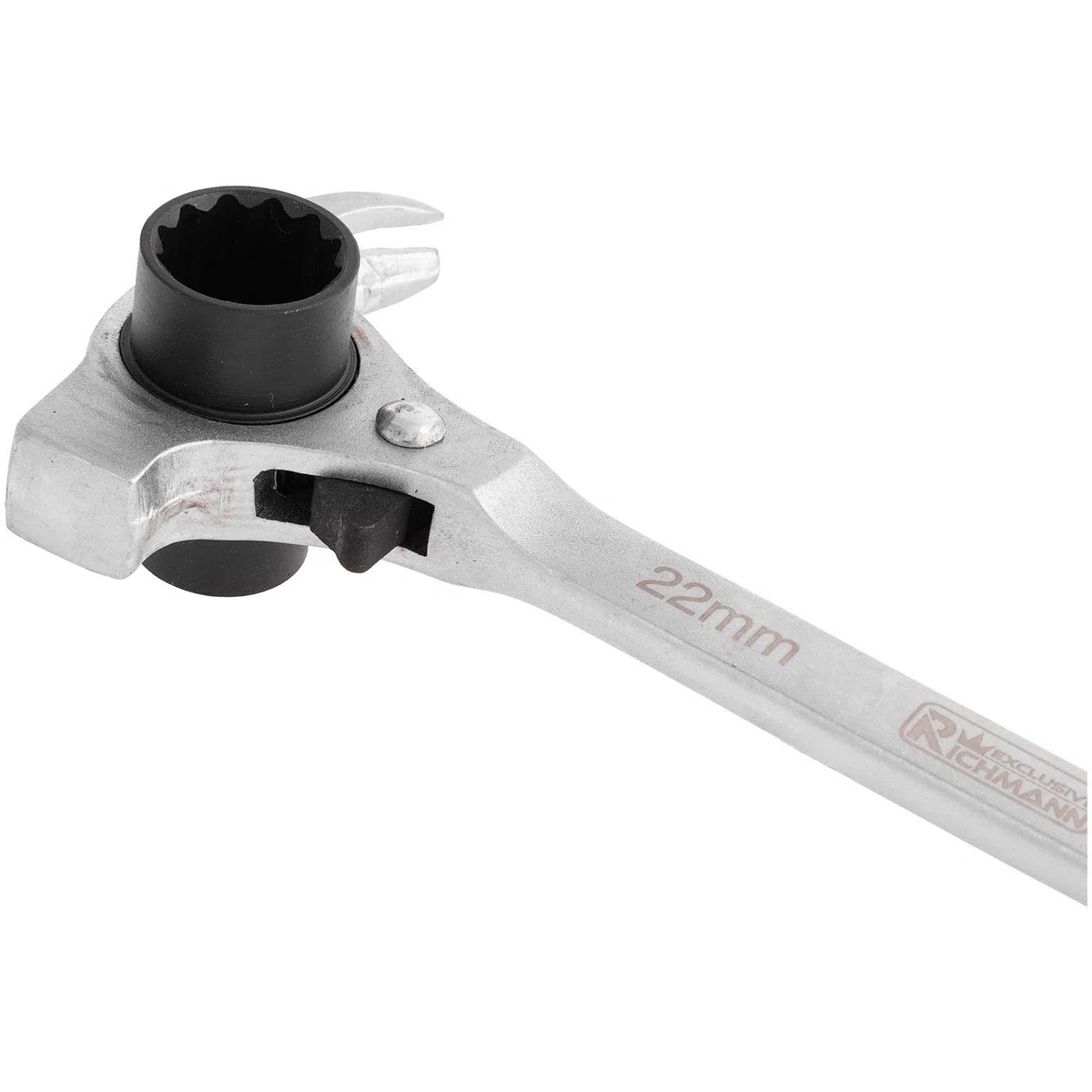 RICHMANN Clé à échafaudage 4 en 1 (19/22 mm) - Marteau + arrache-clous + poinçon conique & cliquet réversible - Cliquet d'échafaudage 12 points - Acier au chrome-vanadium (Cr-V) - avec 72 dents