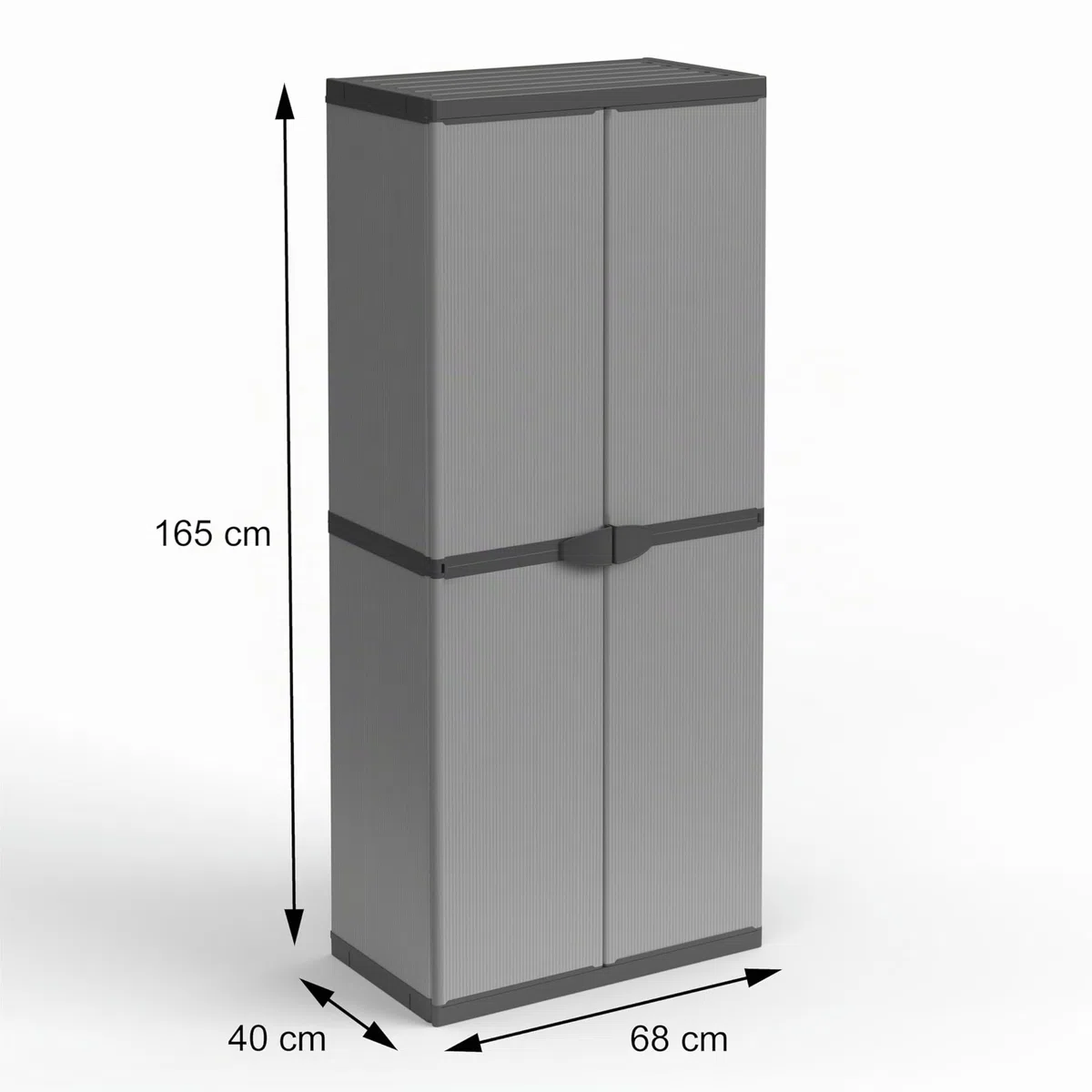 mongardi: Armoire Porte-Scope en résine de PVC et PP, 2 Portes, Facile à Assembler, système modulaire, Durable, adaptée aux environnements intérieurs et extérieurs, 68 L x 40 x 165 cm, Gris et Noir