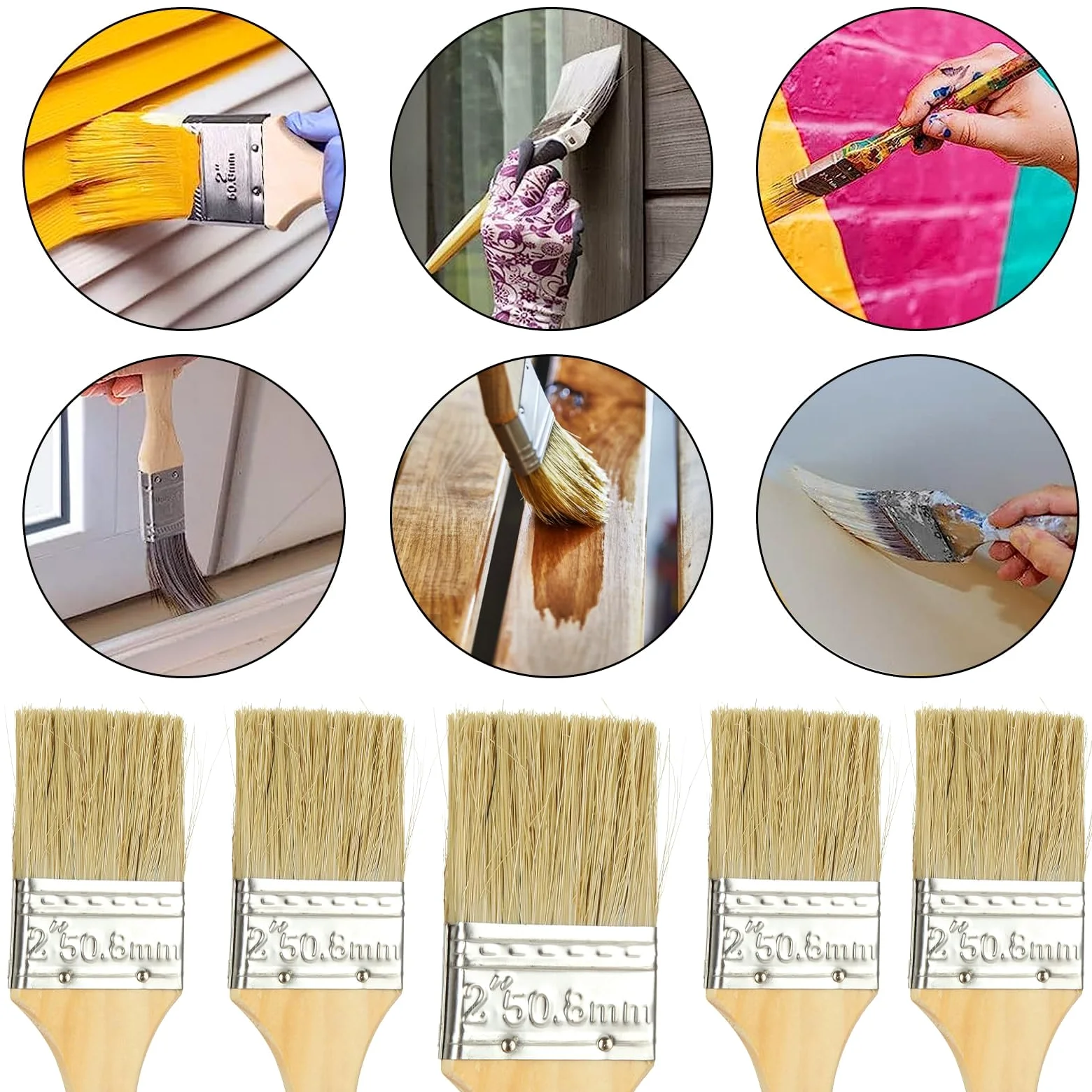 30 PCS Pinceau Plat Professionnel, Lot Pinceaux Peinture 45mm en Fibres PP Haute Qualité, Idéal pour Rénovation Maison, Meubles et Loisirs Créatifs, Finition Lisse