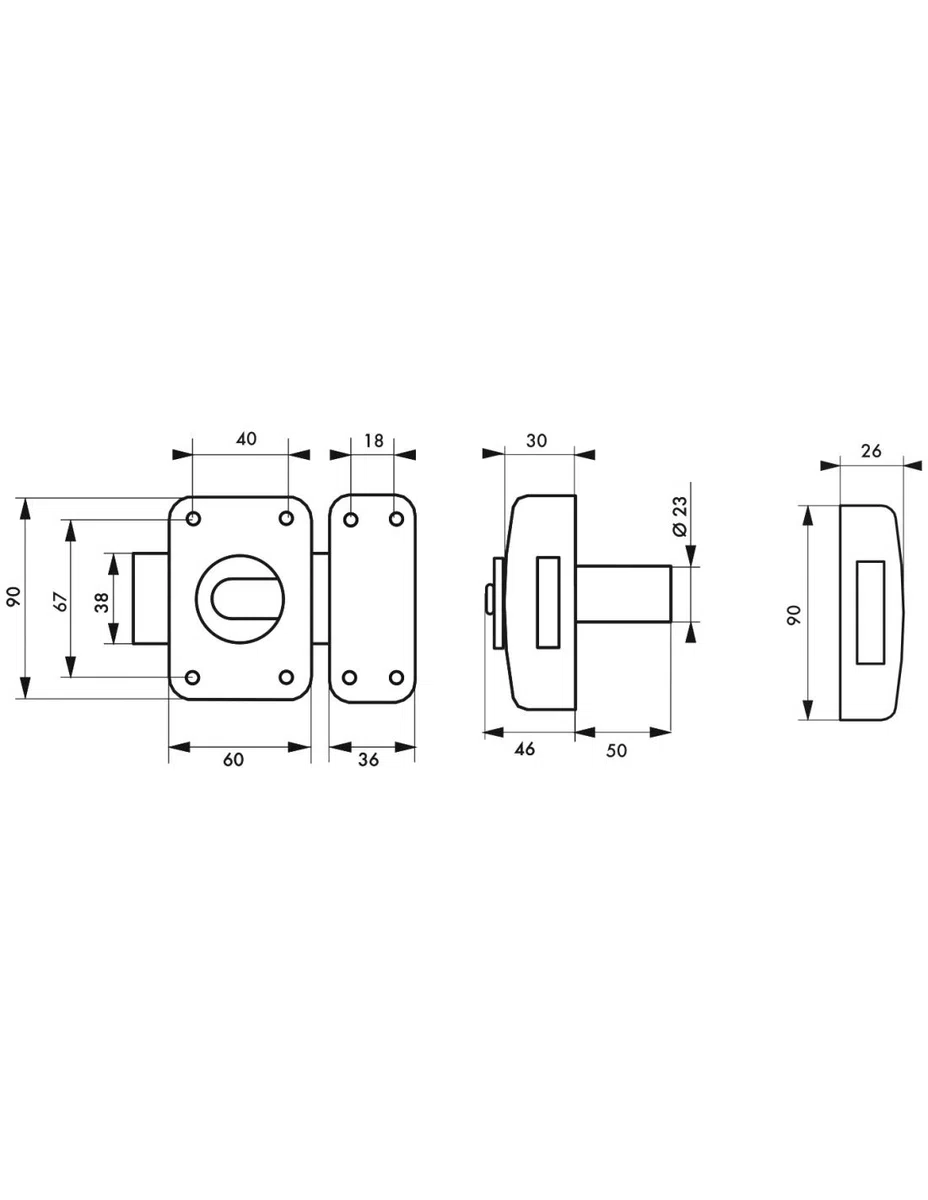 THIRARD - Verrou Cylindre à Bouton Corvette pour Porte d'Entrée - Cylindre Laiton 50 mm - Ø 23 mm - Acier - 3 Clés Crantées - Sécurité Domestique - Époxy Bronze - Hauteur 90 mm - Largeur 60 mm